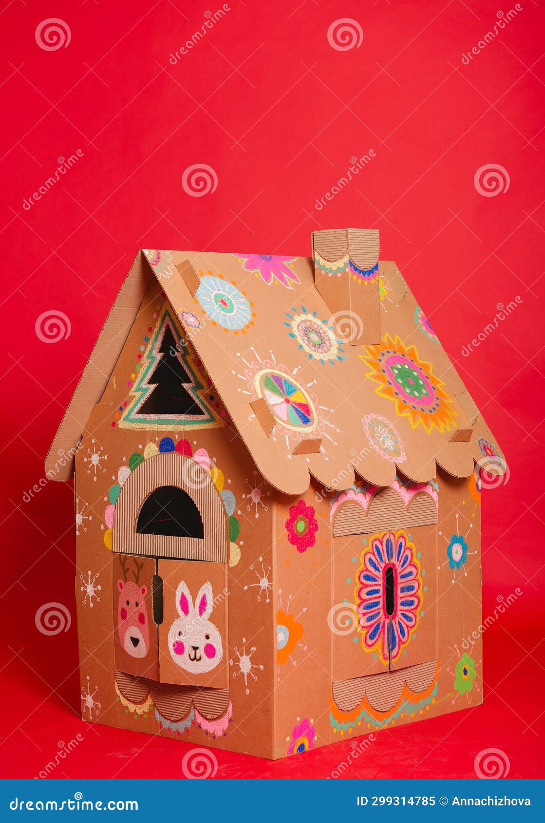 Cardboard Playhouse Made of Cardboard Stock Image Image of design