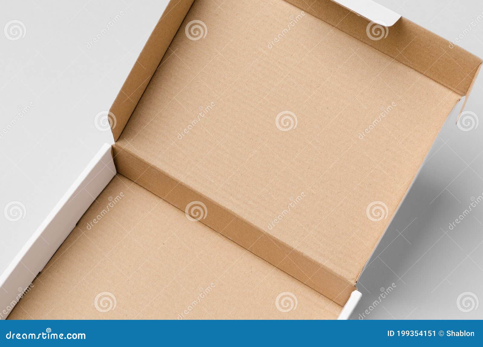 Cardboard Postal, Mailing Box Mockup with Opened Lid, Closeup Stock