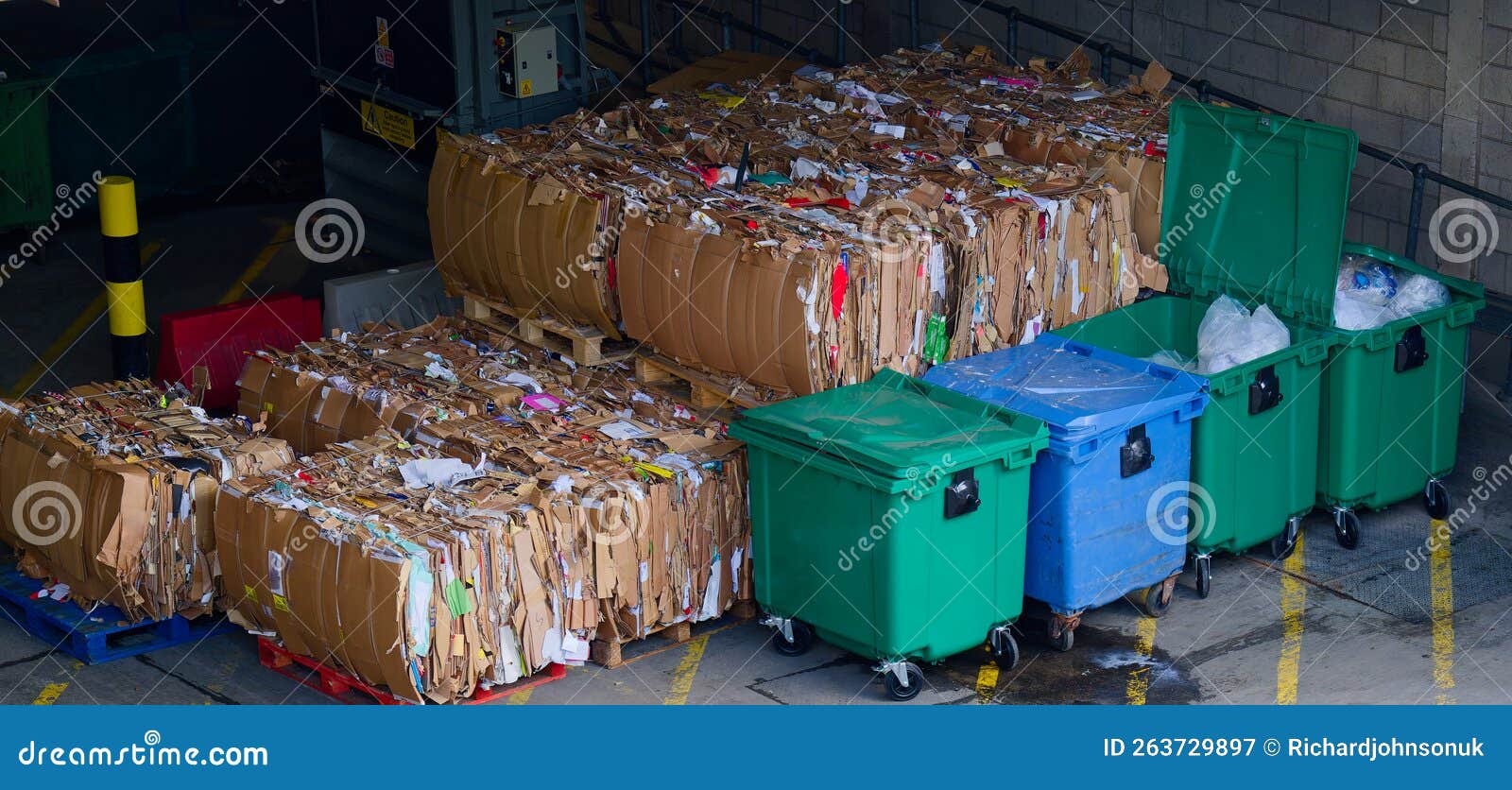 Cardboard and Rubbish in Waste Compound for Disposal at Dump Site Stock