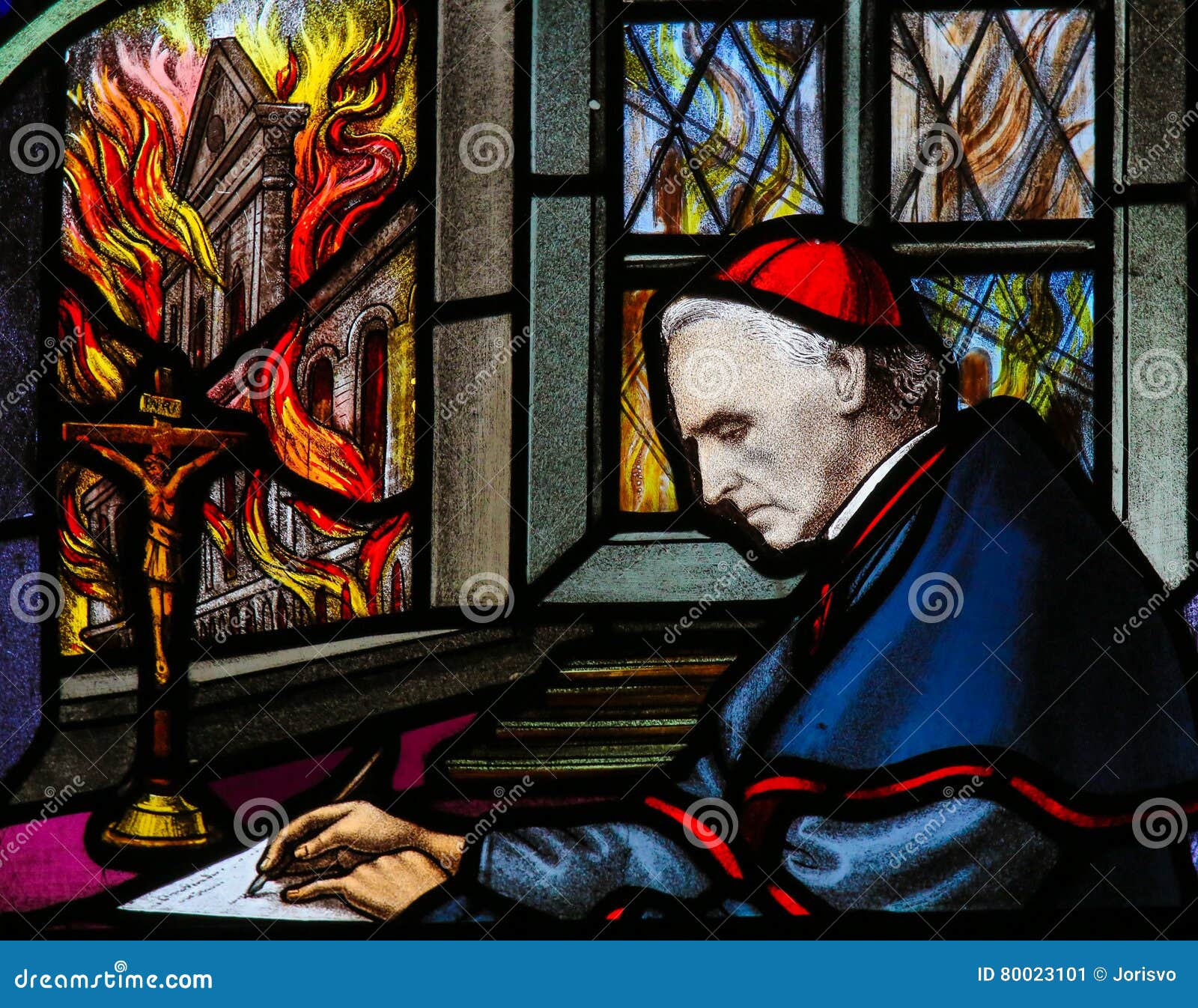 Cardinal Mercier - Stained Glass Stock Image - Image of flame