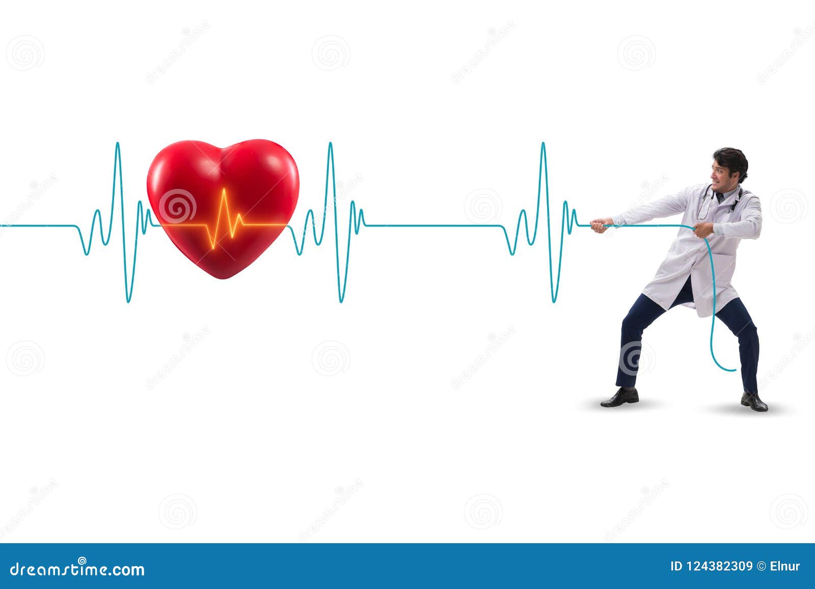 the cardiologist in telemedicine concept with heart beat