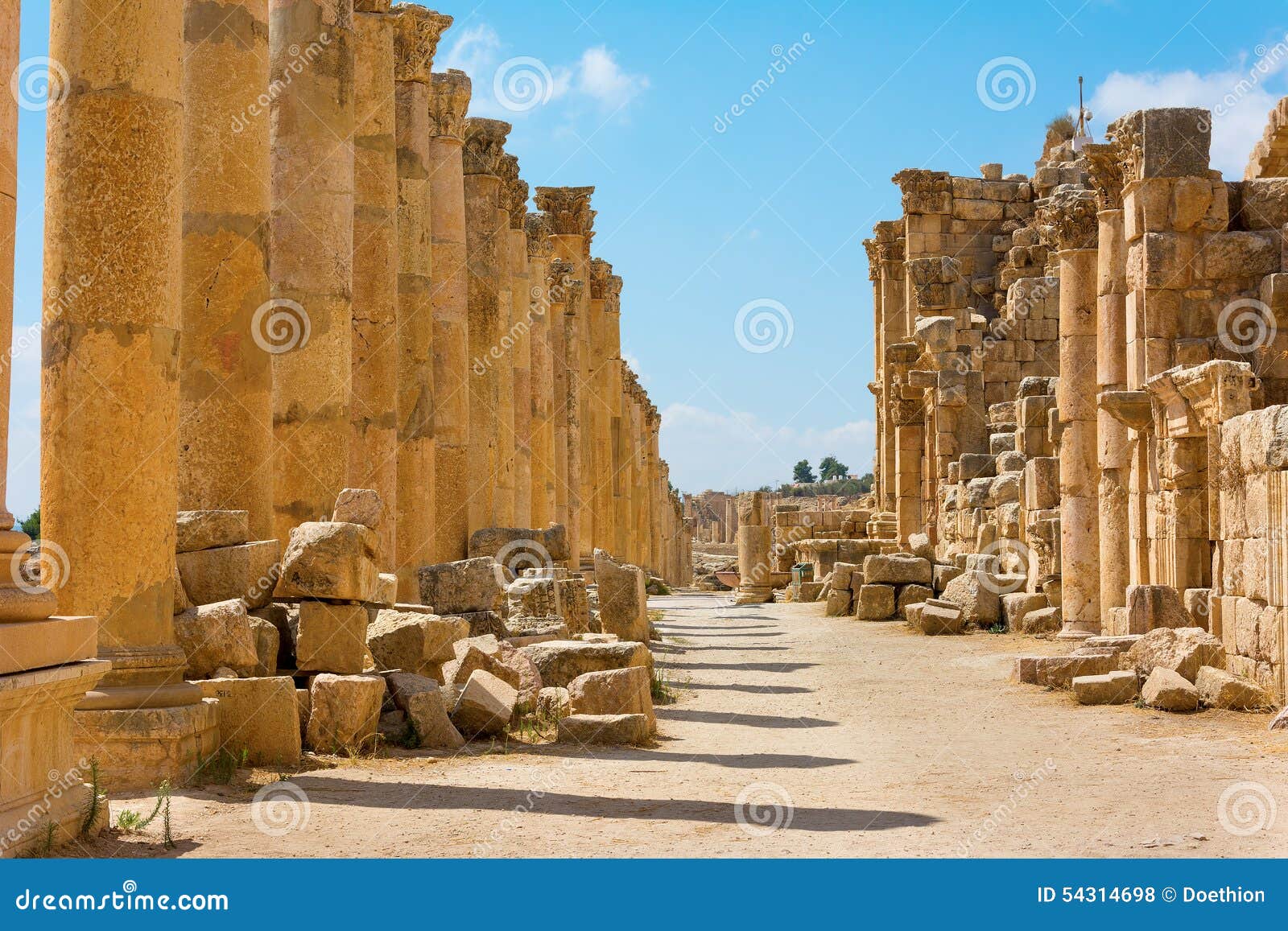 the cardo maximus street in jerash ruins jordan