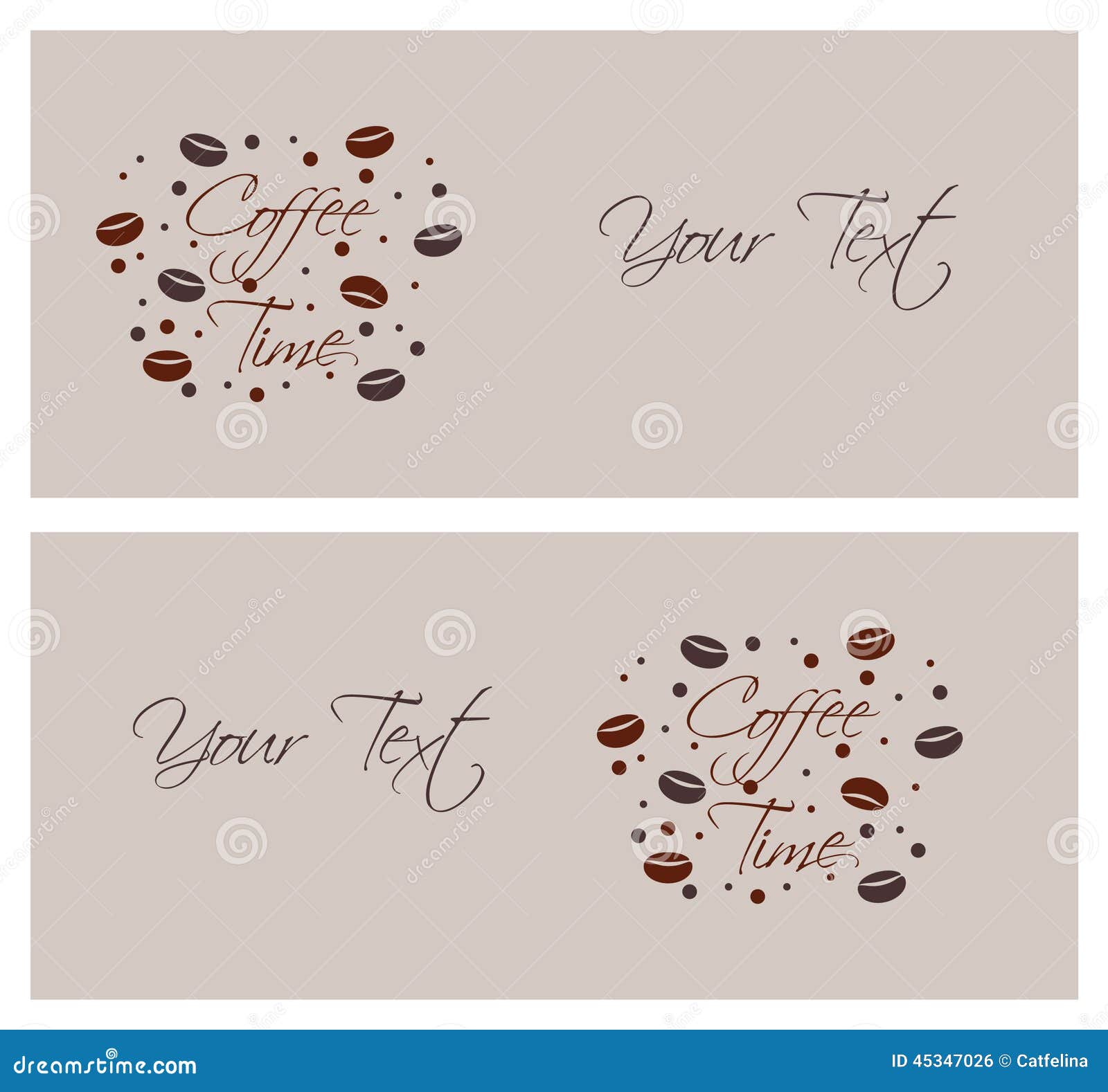 Cards with Coffee and Description Stock Vector Illustration of black