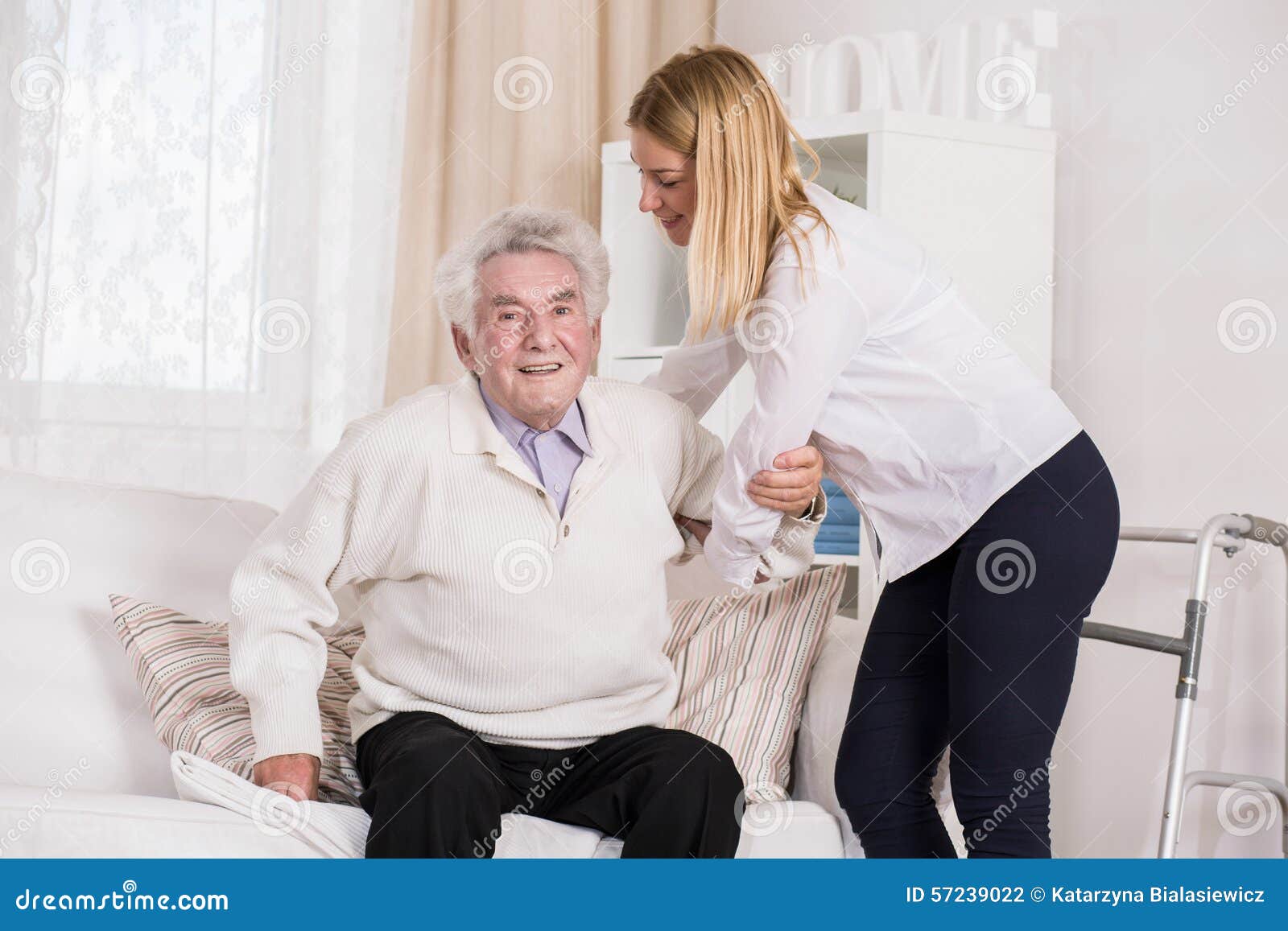 Care Assistant Helping Senior Man Stock Photo Image of caring