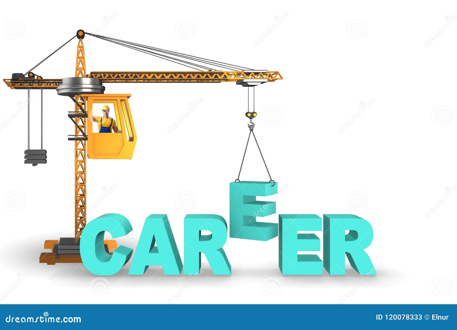 The Career Concept with Crane Lifting Letters Stock Illustration