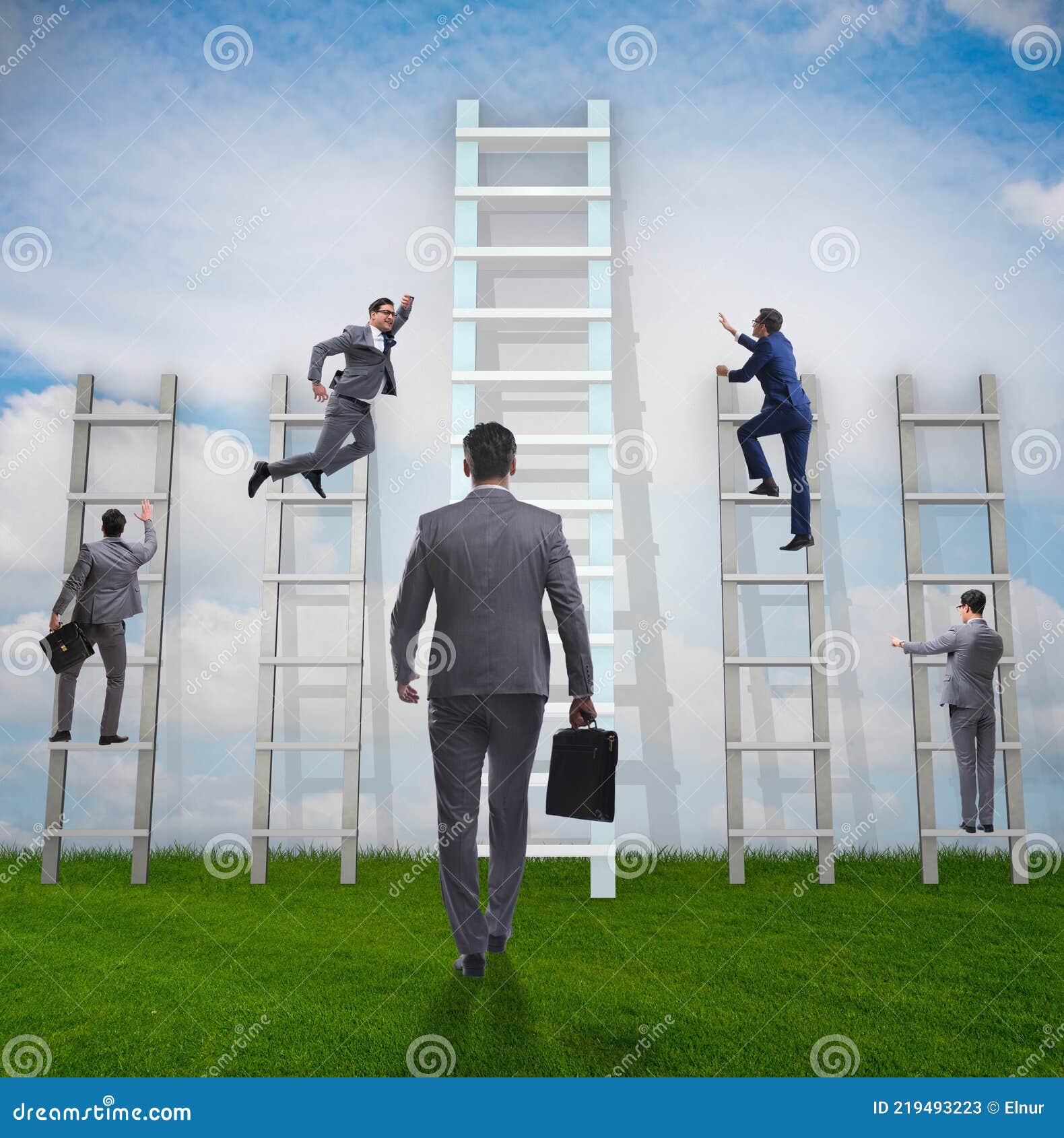Career Progression Concept with Various Ladders Stock Image Image of