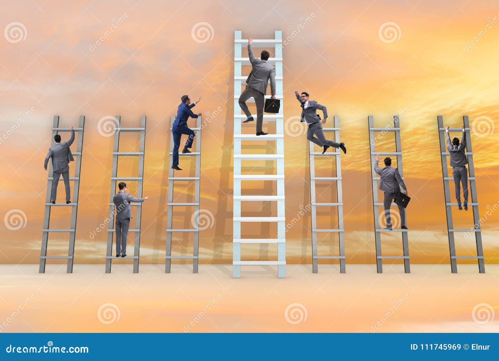 The Career Progression Concept with Various Ladders Stock Image Image