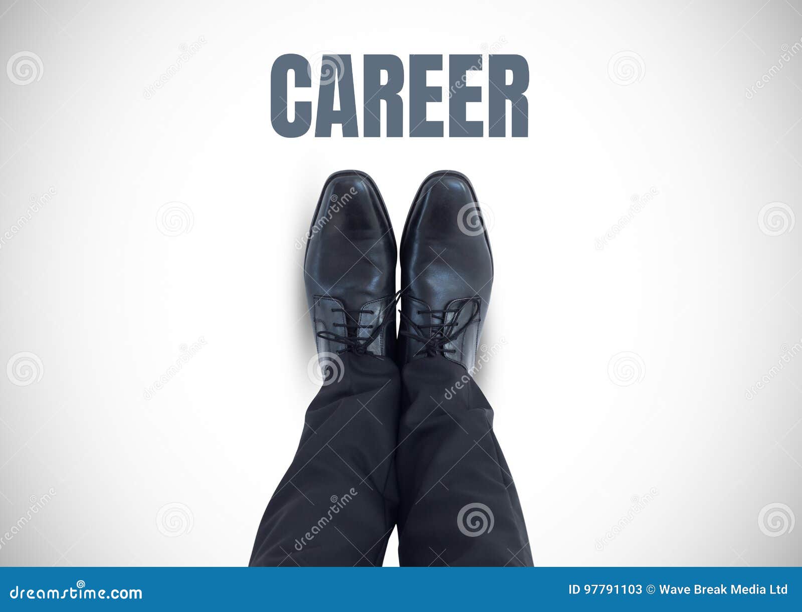 Career Text and Black Shoes on Feet with White Background Stock Image ...