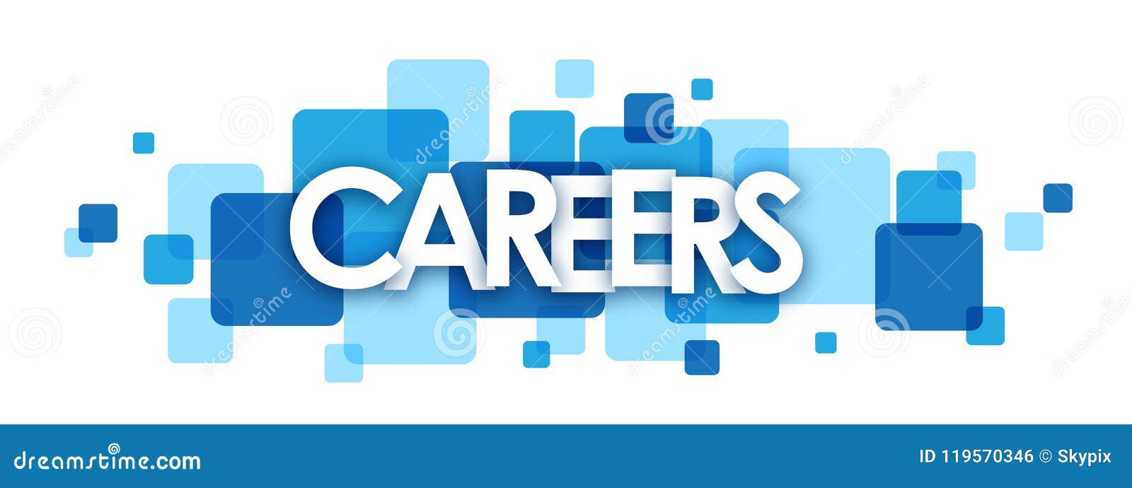 careers blue overlapping squares banner