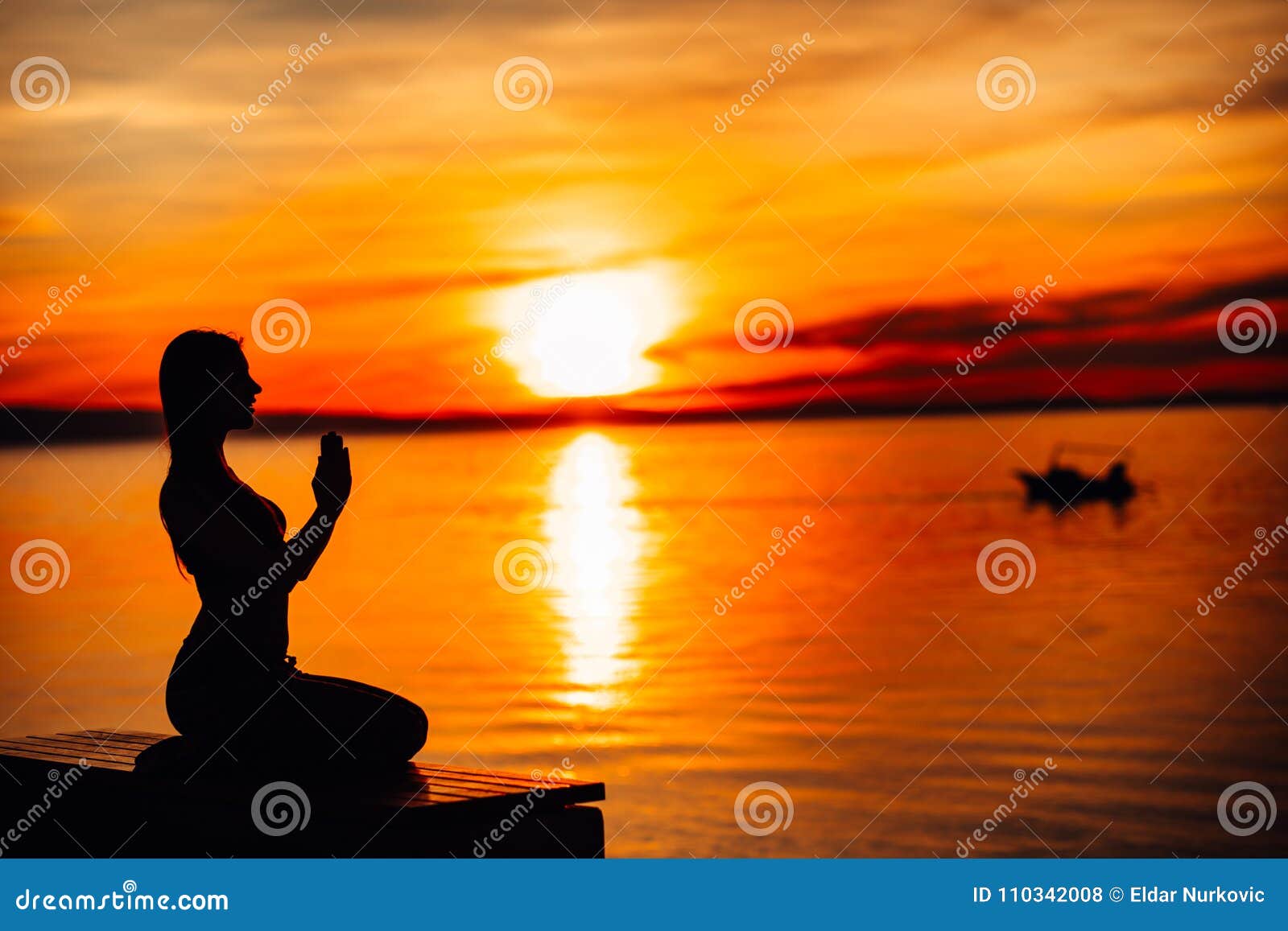 Yoga Practice Outdoor. Asian Yoga Teacher Practicing Ardha Padma ...