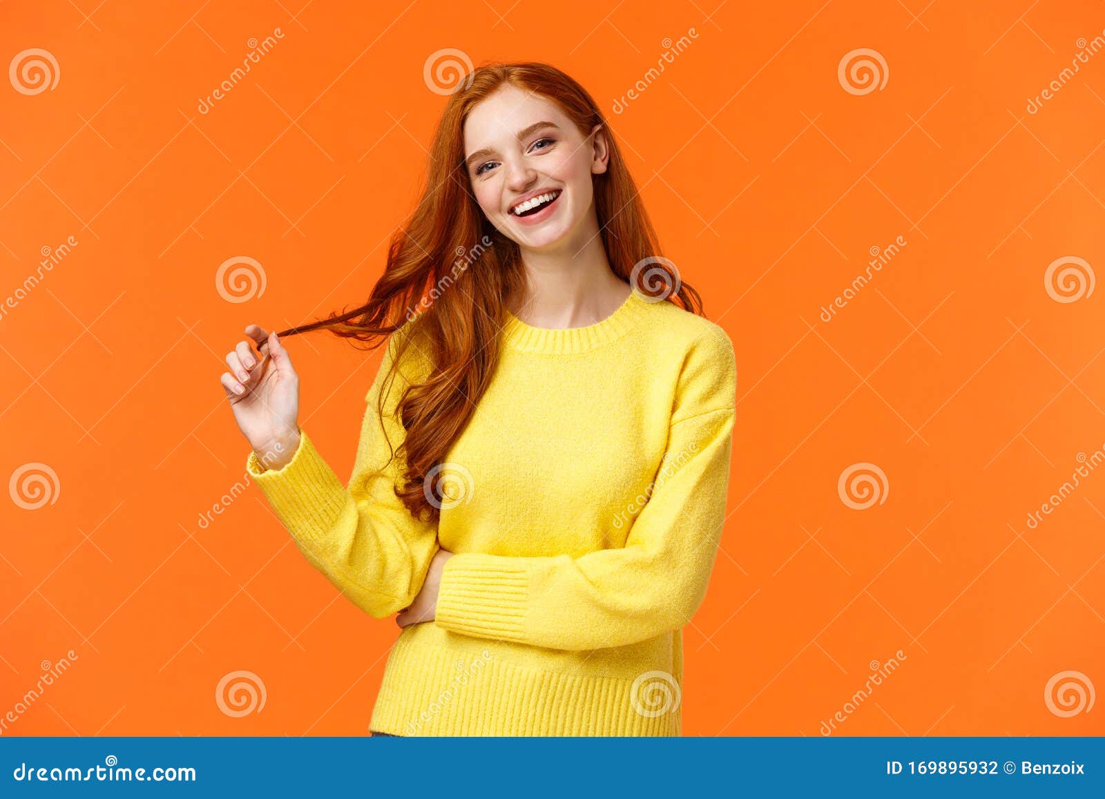 Carefree Good-looking, Smiling Toothy Redhead Woman, Girl with Ginger ...