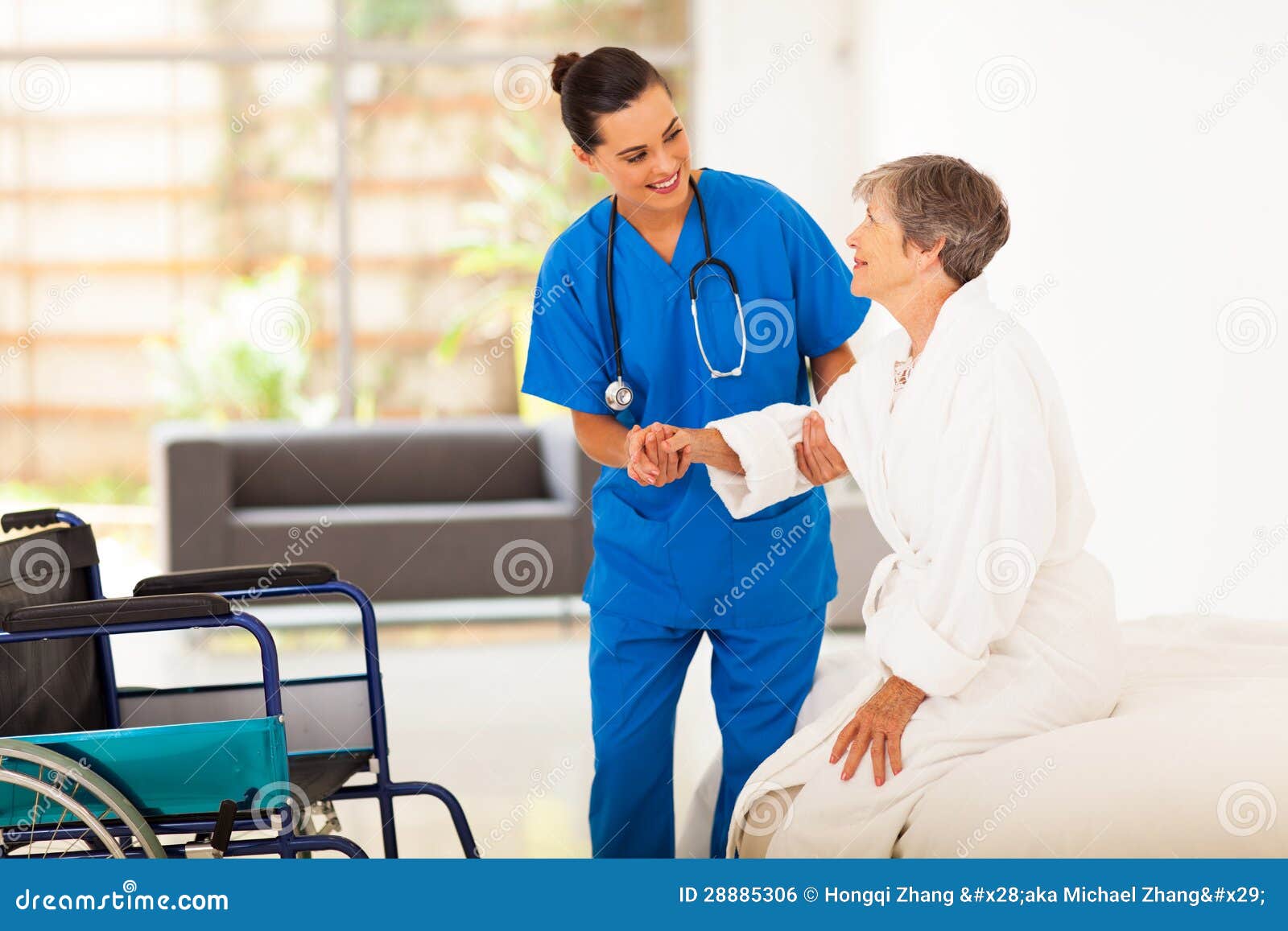 Caregiver Helping Senior Woman Stock Photo - Image of aged