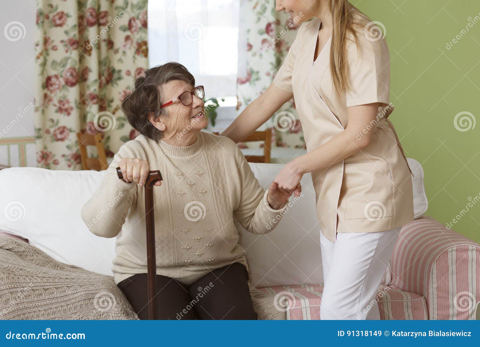 Caregiver Helping Senior Woman Stock Image Image Of Support Doctor 91318149