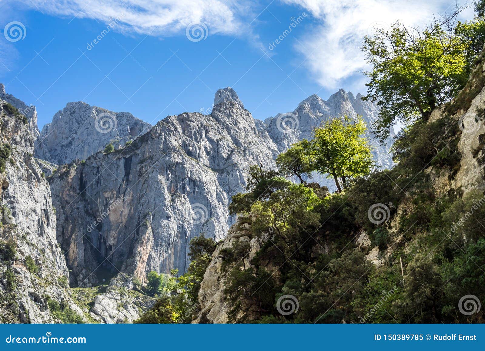 the cares trail, garganta del cares, in the picos de europa mountains, spain