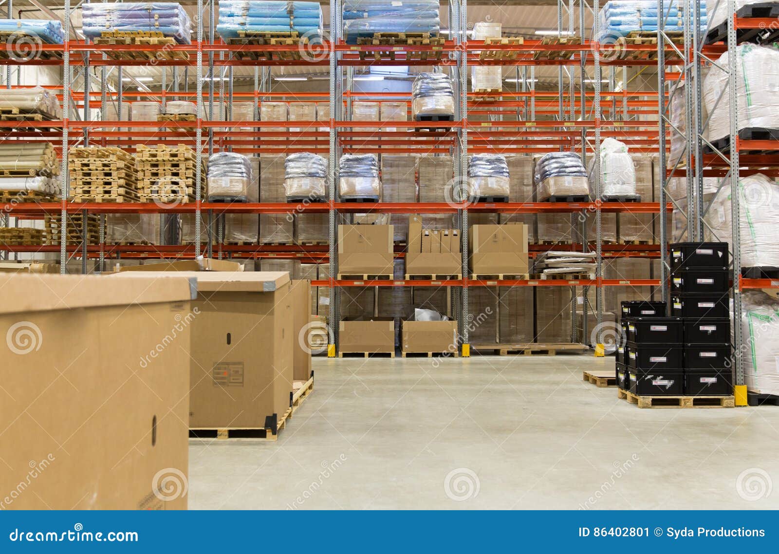 Cargo Boxes Storing at Warehouse Shelves Stock Image Image of pack