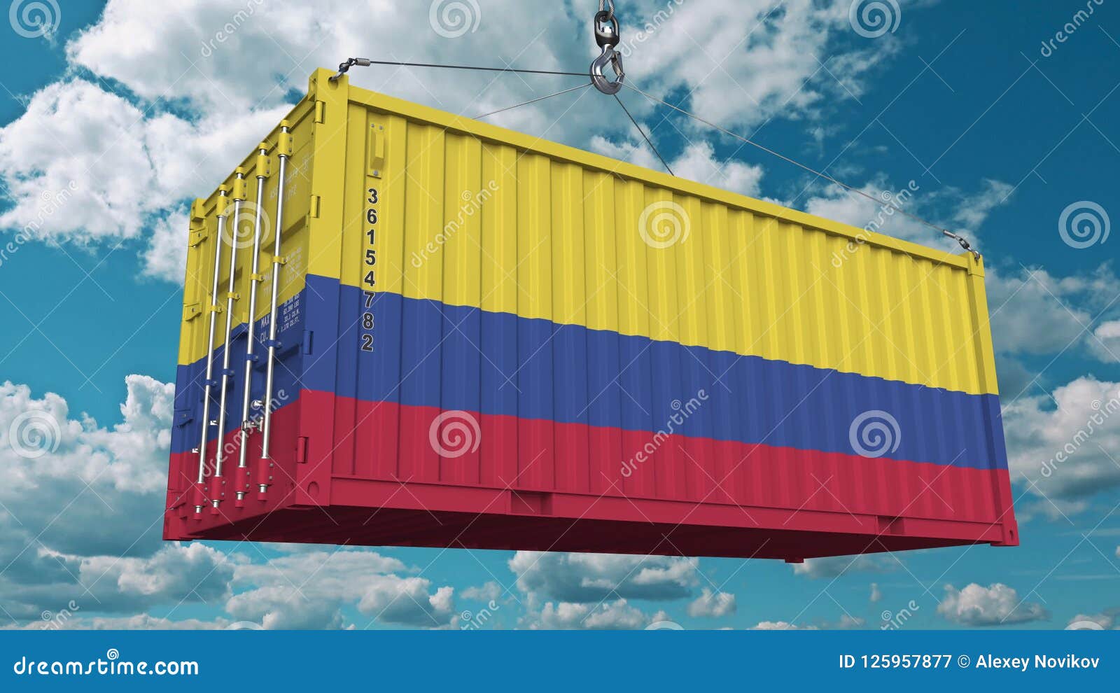 Cargo Container with Flag of Colombia. Colombian Import or Export