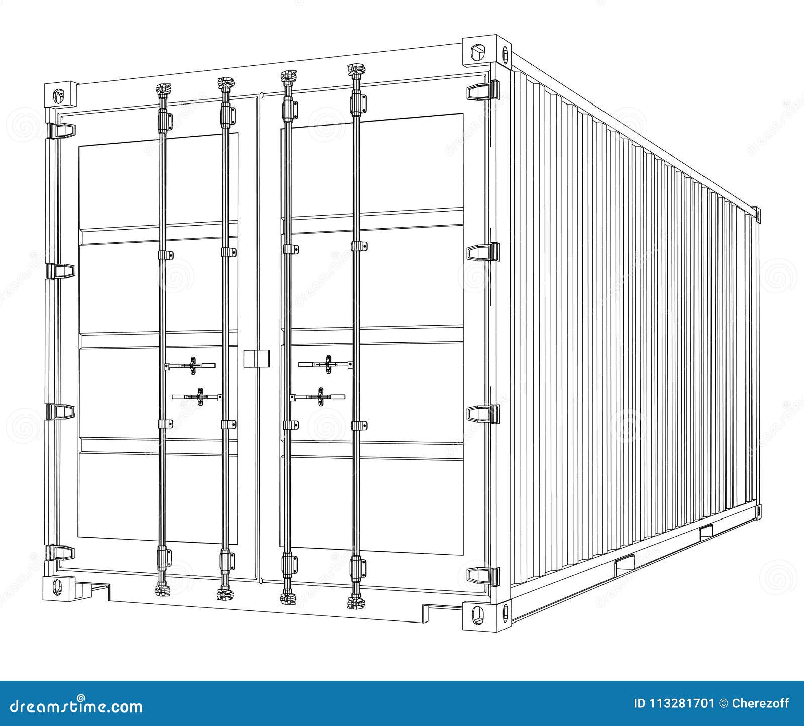 Чертеж контейнера 20 футов dwg Cargo Container. Wire-frame Style Stock Illustration - Illustration of freight, 
