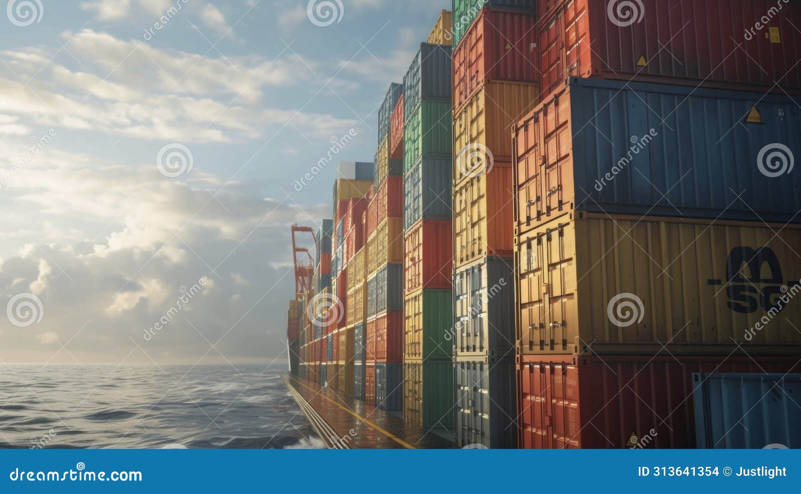 cargo containers are stacked high on a ships deck posing a potential hazard in rough ocean conditions and requiring