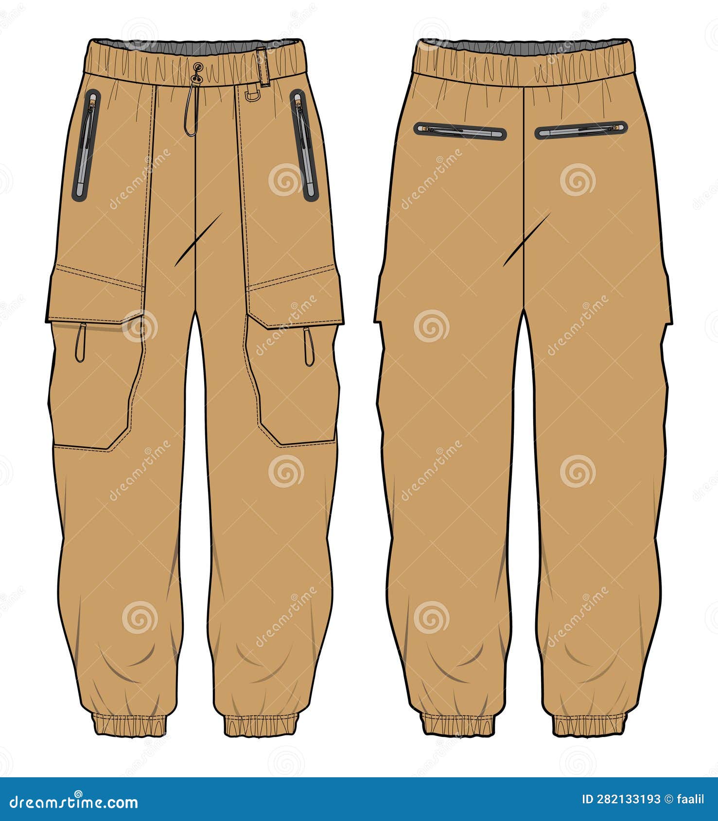 Cargo Jogger Bottom Pants Design Flat Sketch Vector Illustration ...
