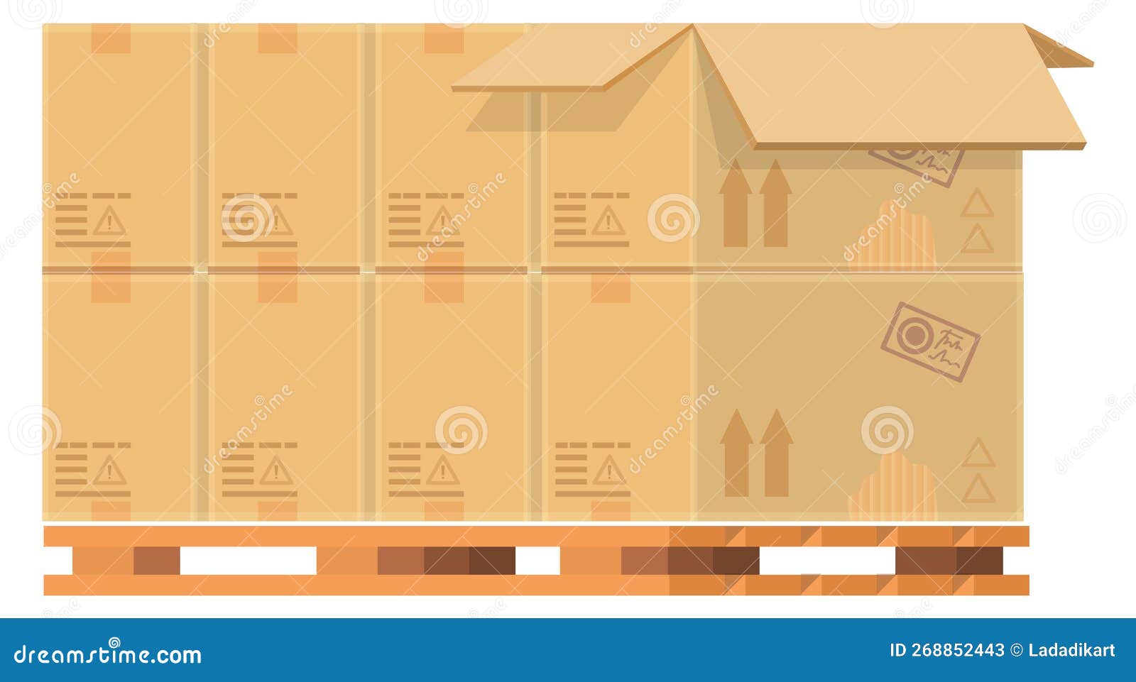 Cargo Pallet with Cardboard Boxes. Shipping Service Freight Stock