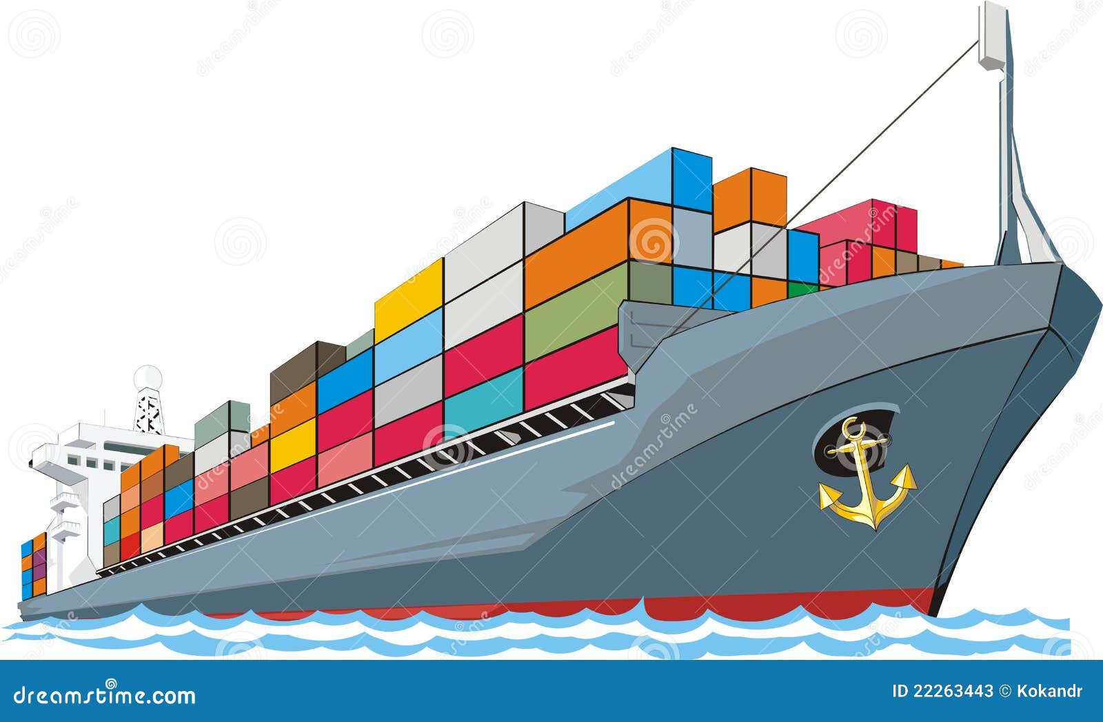 Cargo ship stock vector. Illustration of navy, crane ...