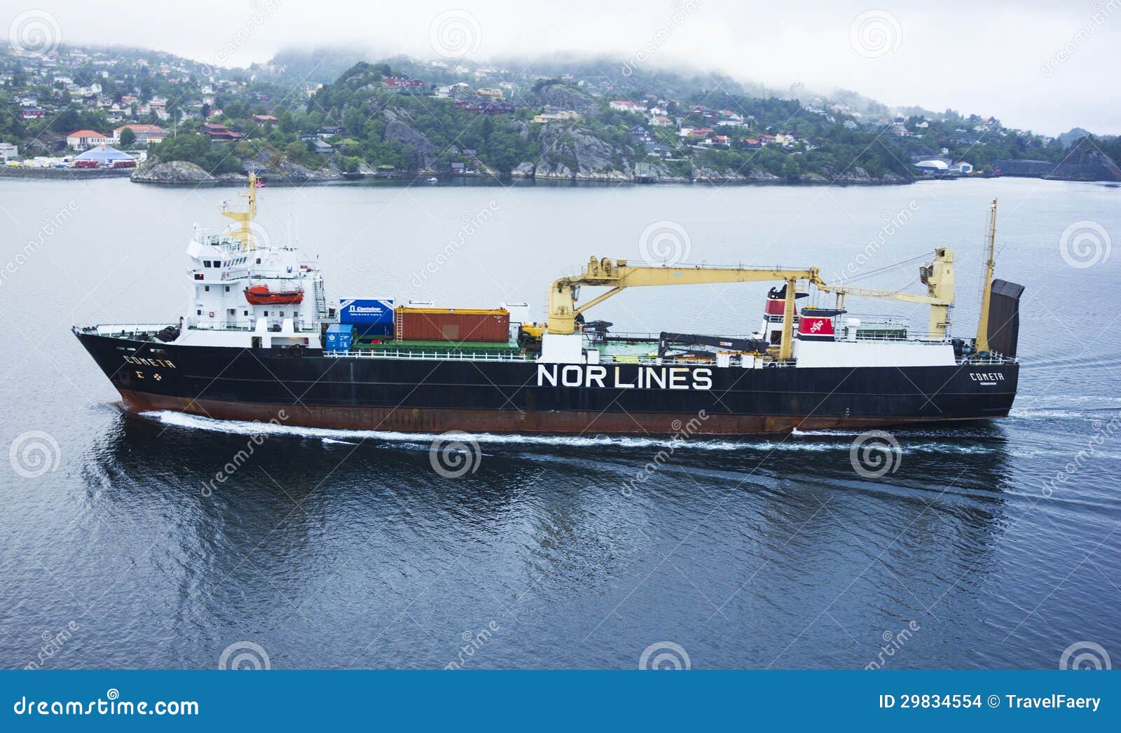 Cargo ship near Bergen editorial stock image. Image of city 29834554