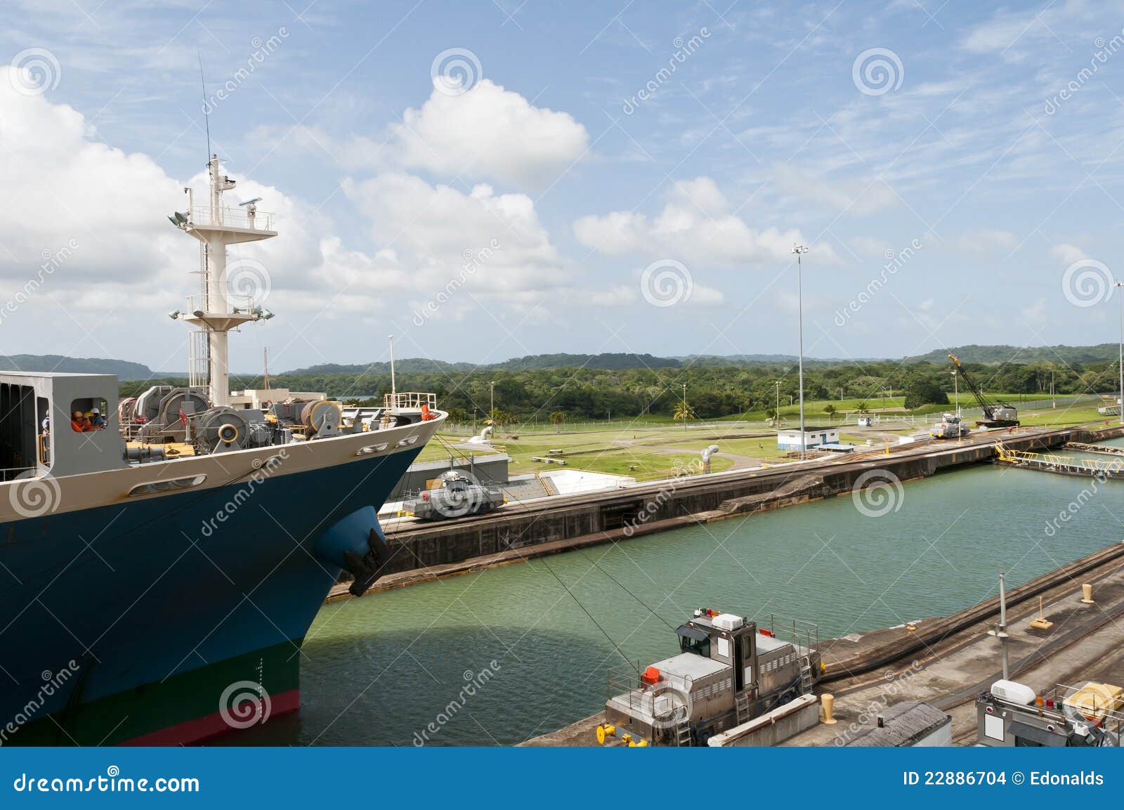 Cargo Ship in the Gatun Locks, Panama Stock Photo Image of