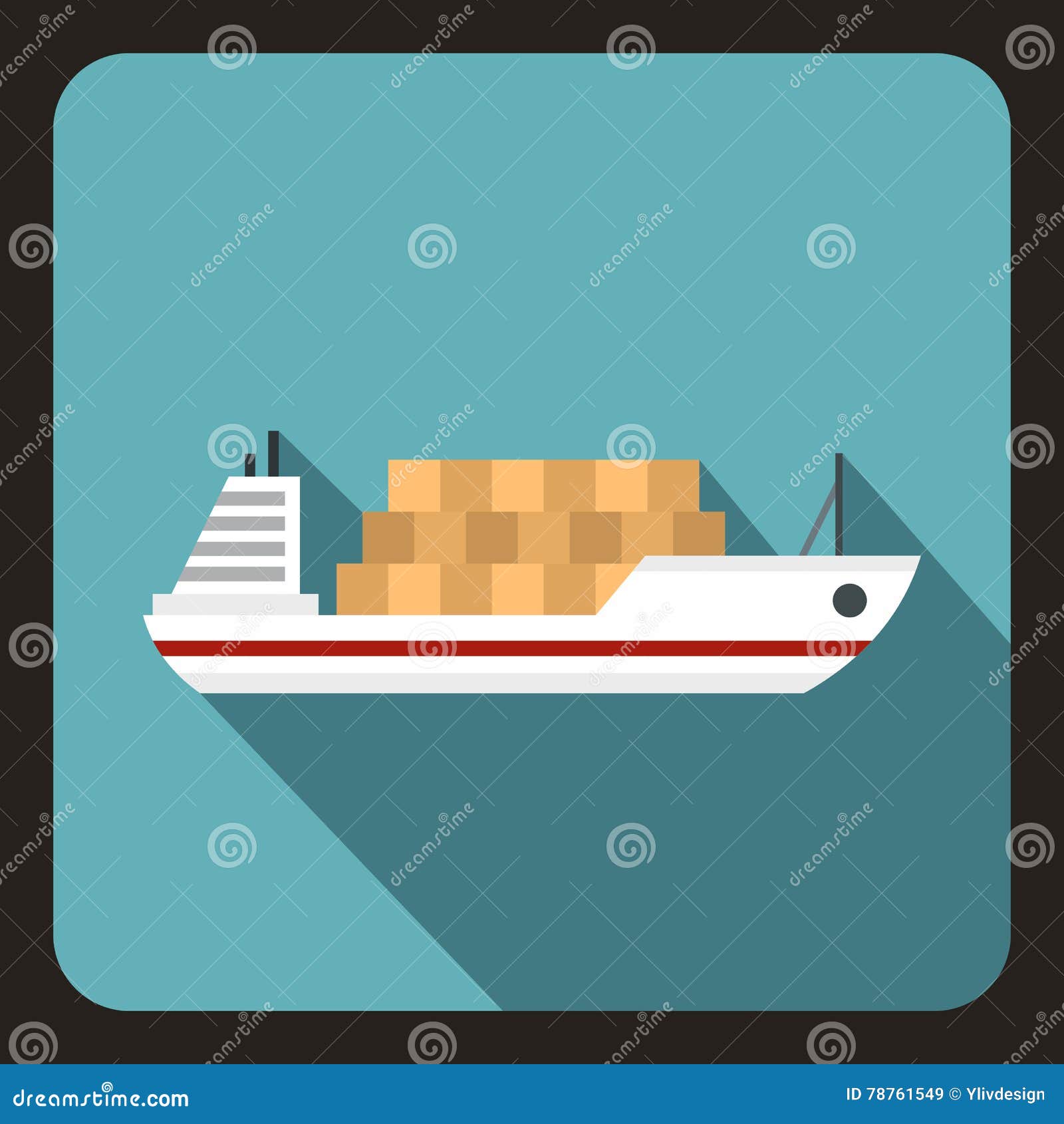 Cargo Ship Icon, Flat Style Stock Vector Illustration of freighter