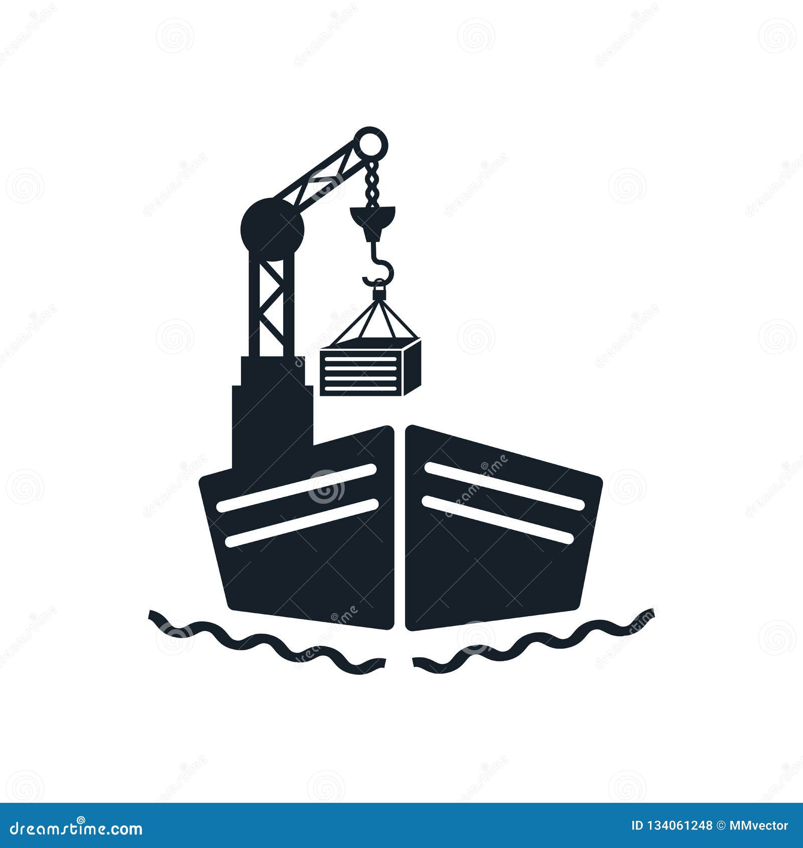 Cargo Ship Icon Vector Isolated on White Background, Cargo Ship Sign