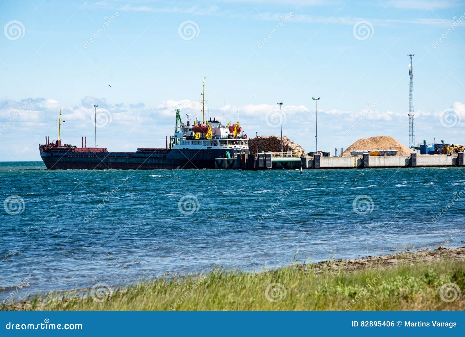 Cargo Ship is Leaving Port Sailing Away Editorial Photo Image of