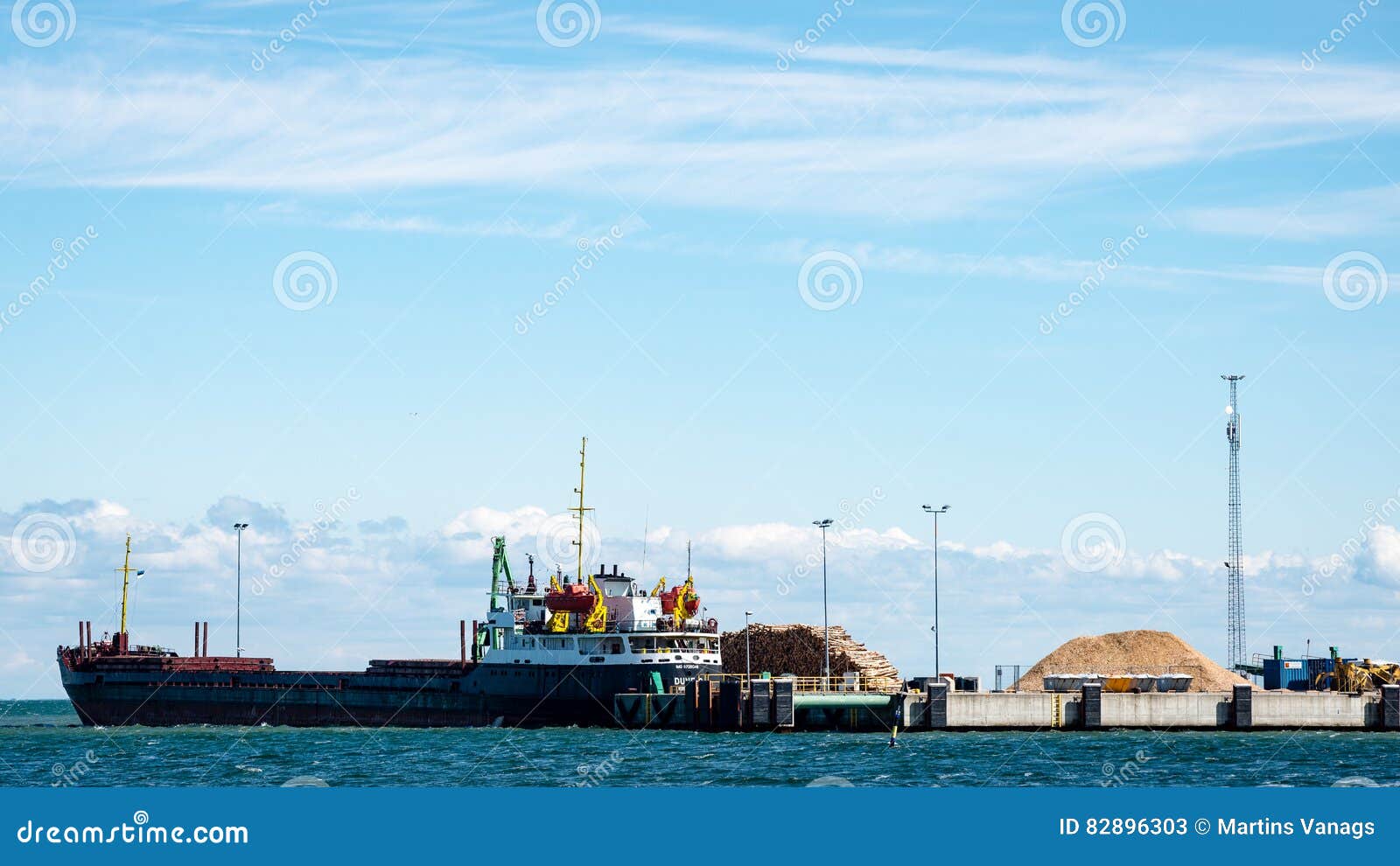 Cargo Ship is Leaving Port Sailing Away Editorial Stock Photo Image