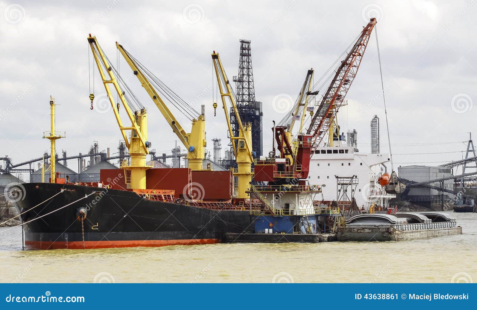 Cargo Ship Loading in the Port. Stock Image Image of ferry, heavy
