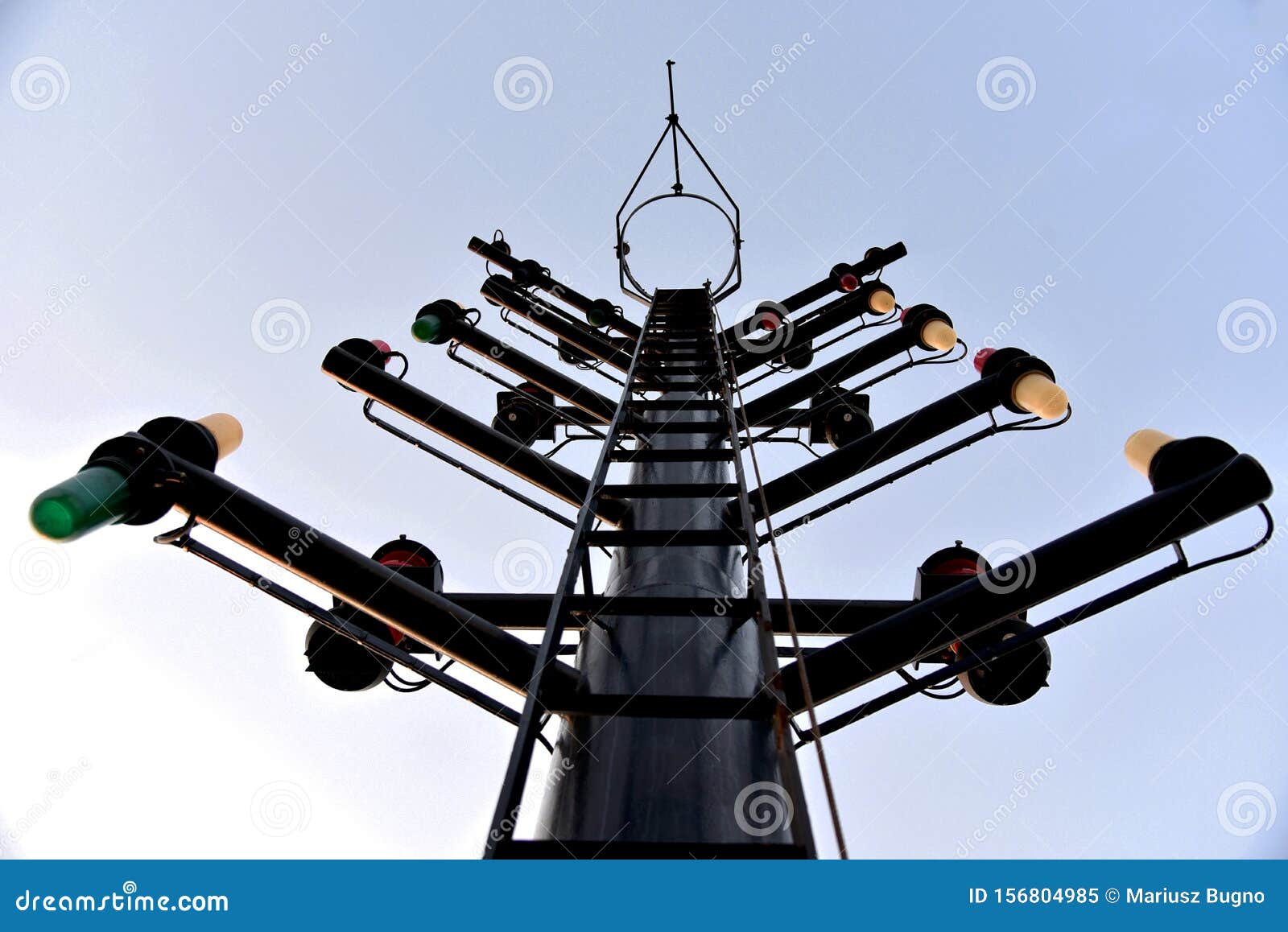 Cargo Ship Mast with Navigation Lights Stock Image Image of equipment