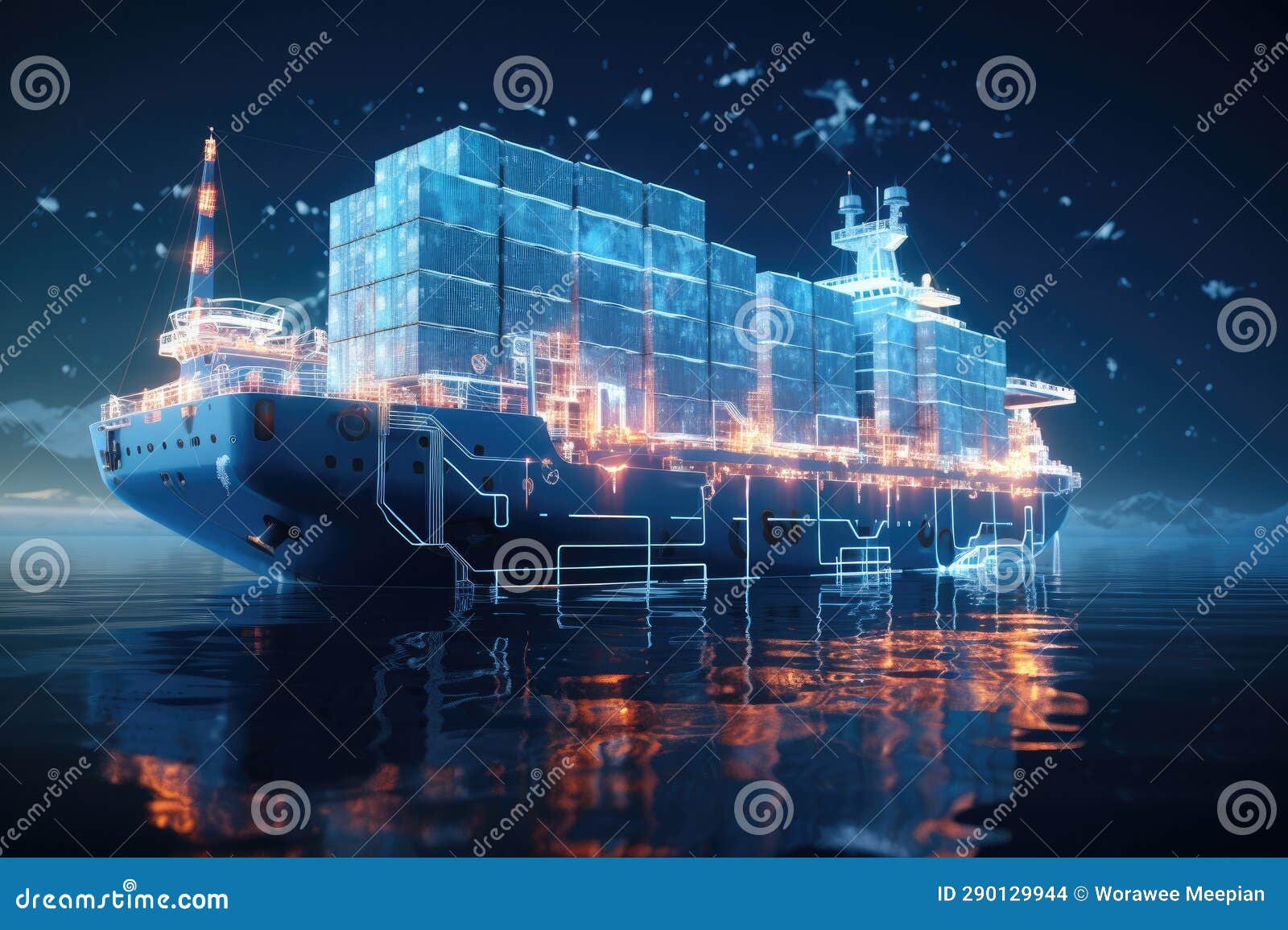 Cargo Ship Transport Container. Logistic and Shipping Concept Stock