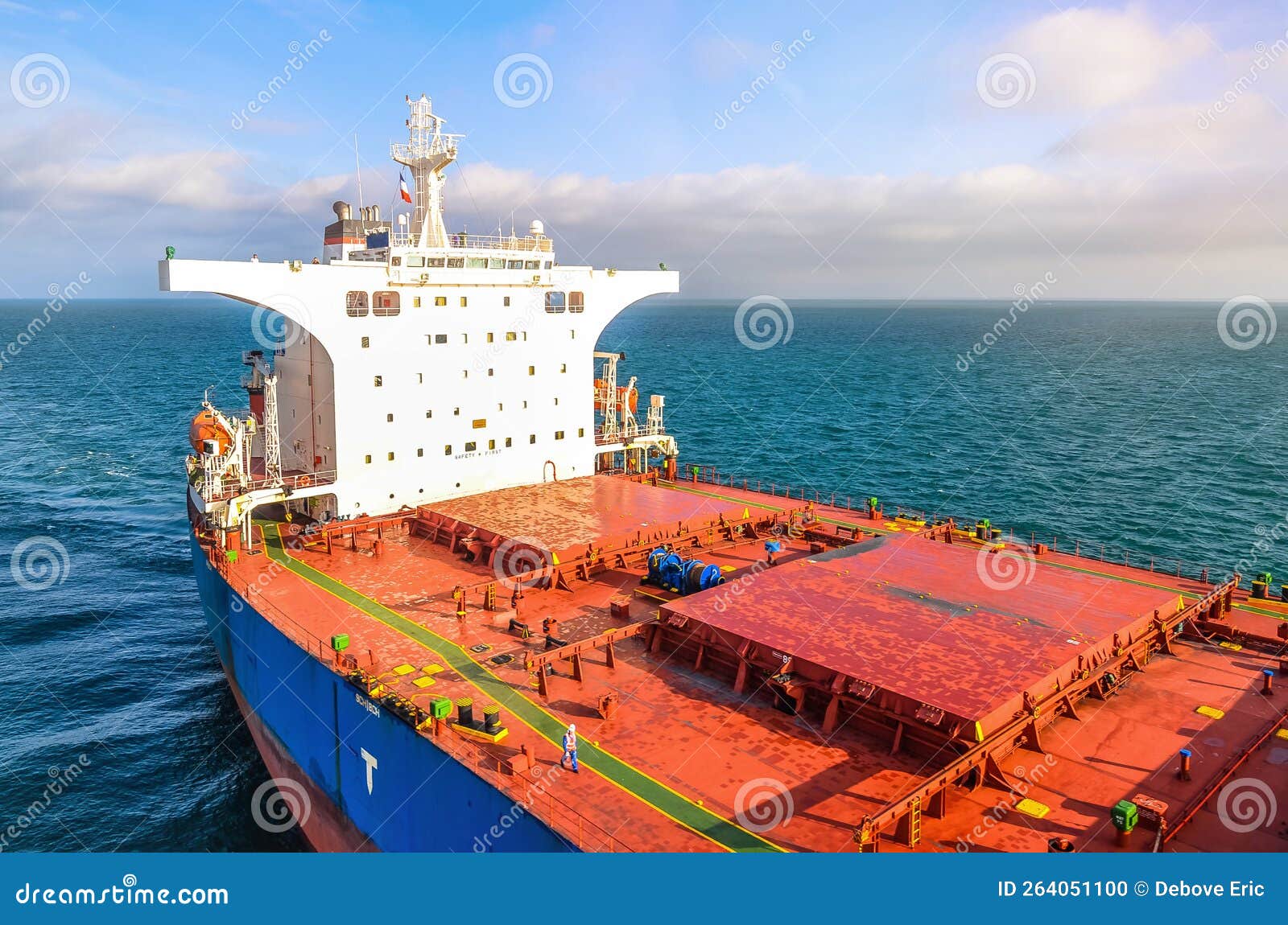 Cargo Ship For The Transport Of Minerals Crossing The Oceans Stock