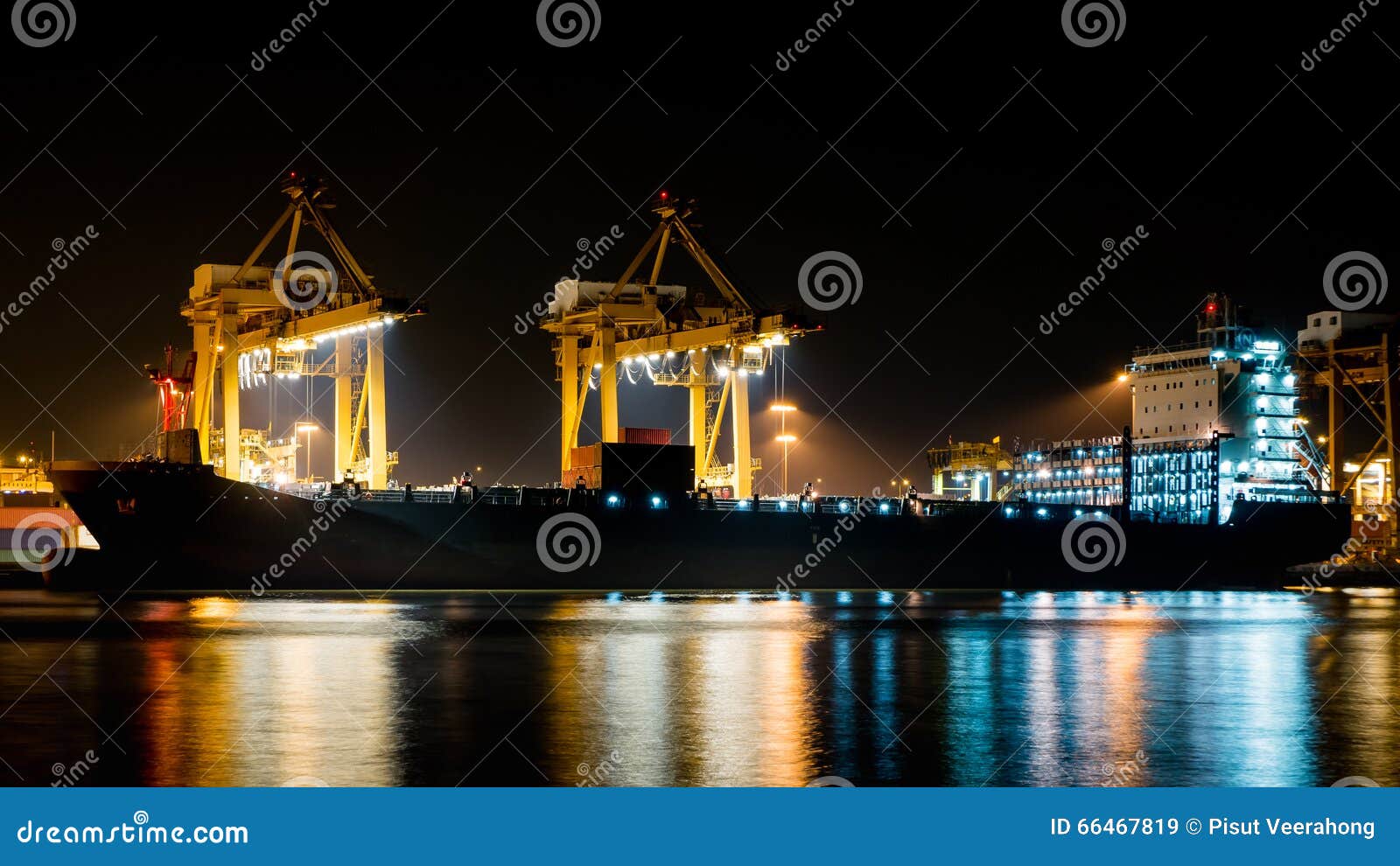 Cargo Ship Unloading the Container at Port Stock Image Image of container, freight 66467819