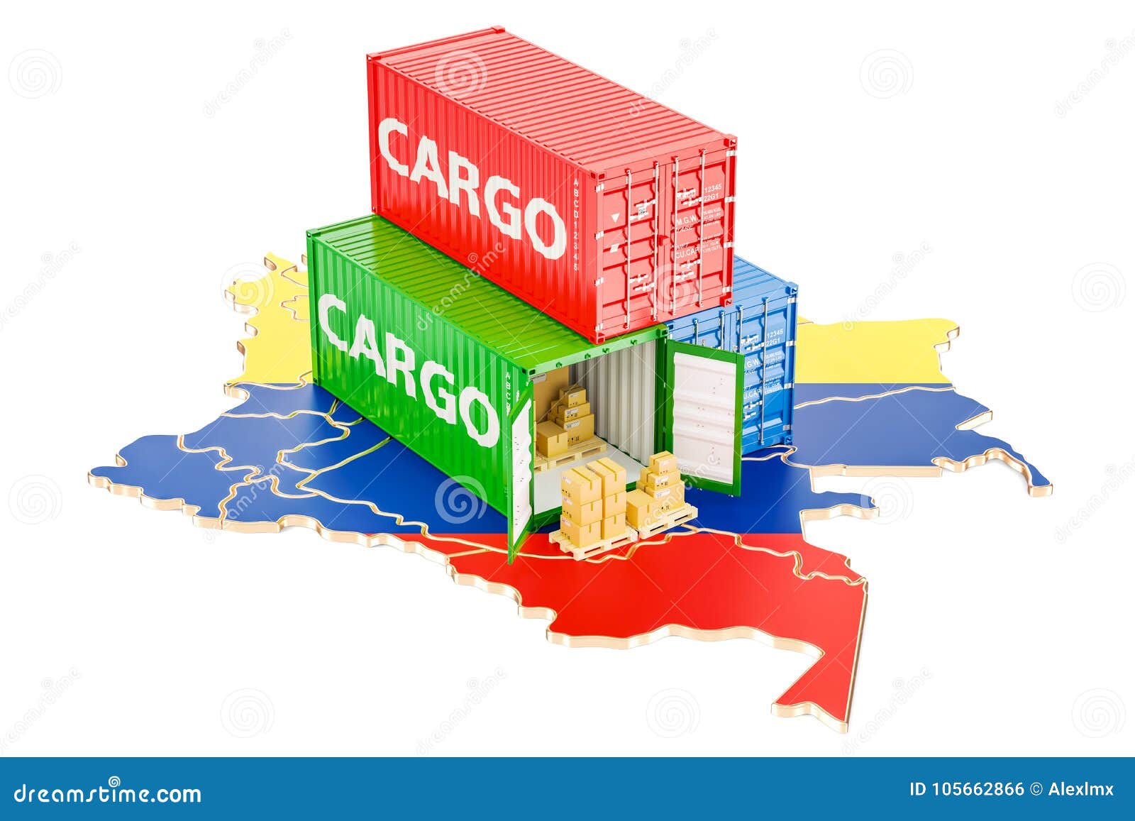 Cargo Shipping and Delivery from Colombia Concept, 3D Rendering Stock