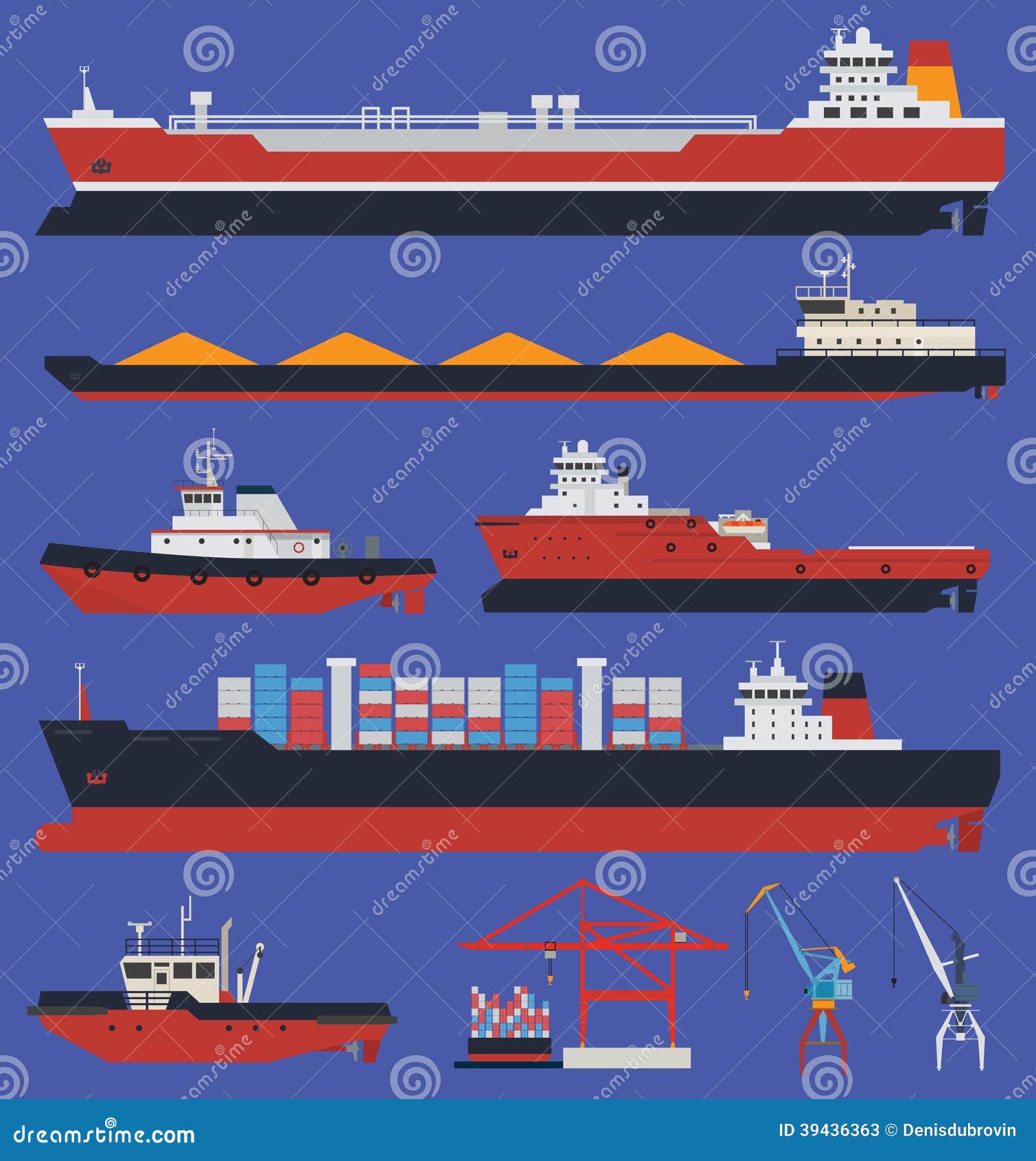 Cargo ships infographic stock vector. Illustration of dock 39436363
