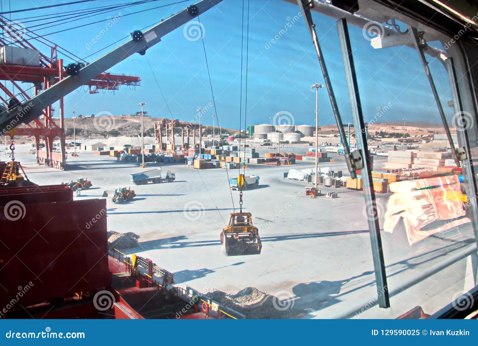 Cargo Terminal For Loading Of Gypsum Cargo By Ship Cranes Cargo Terminal For Loading Of Gypsum Cargo By Ship Cranes