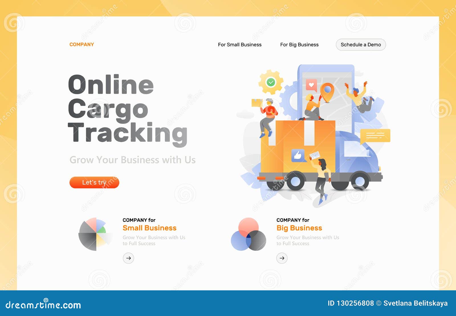 Cargo Tracking Web Page stock vector. 