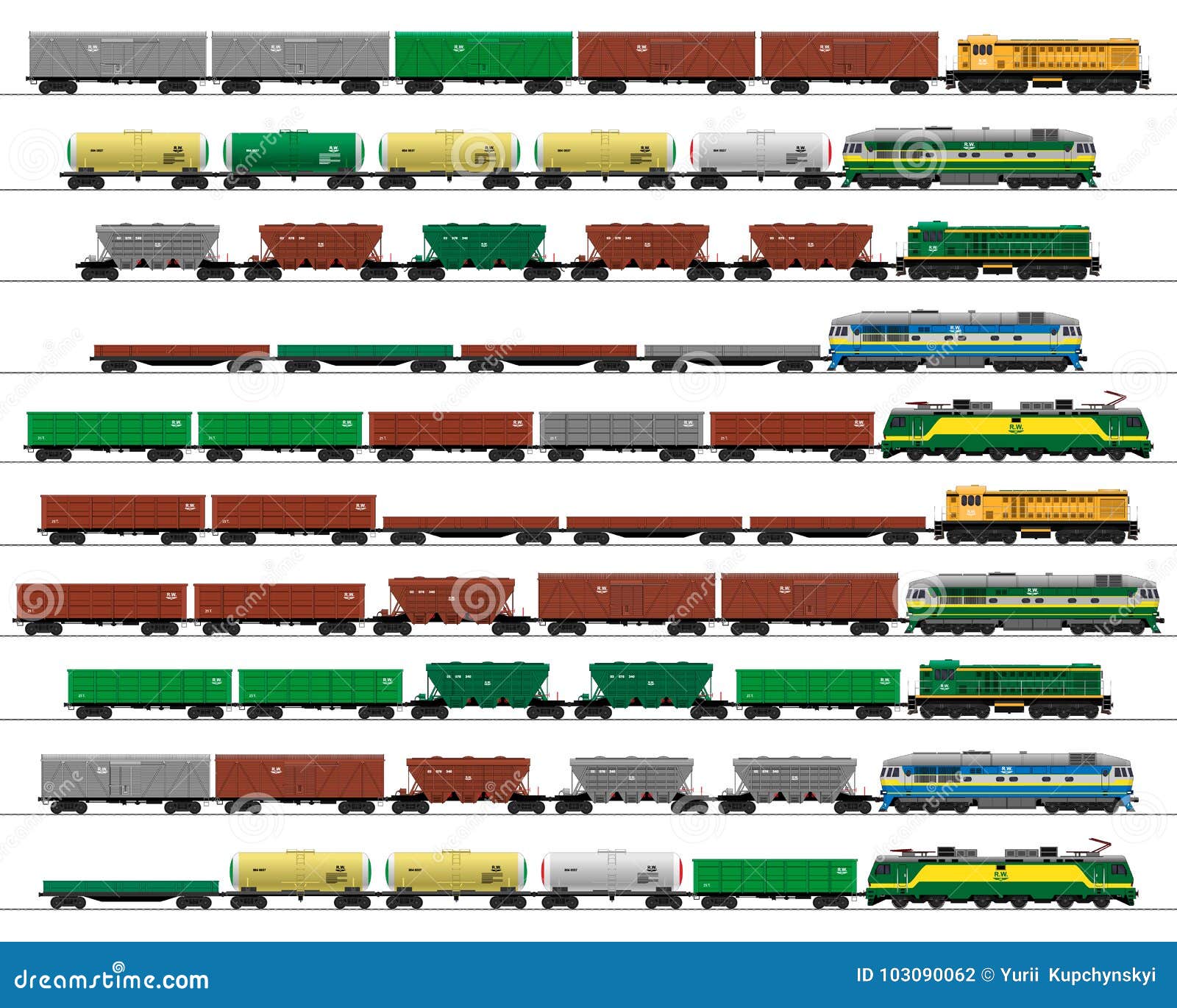 Cargo train cars. stock illustration. Illustration of machinery 103090062