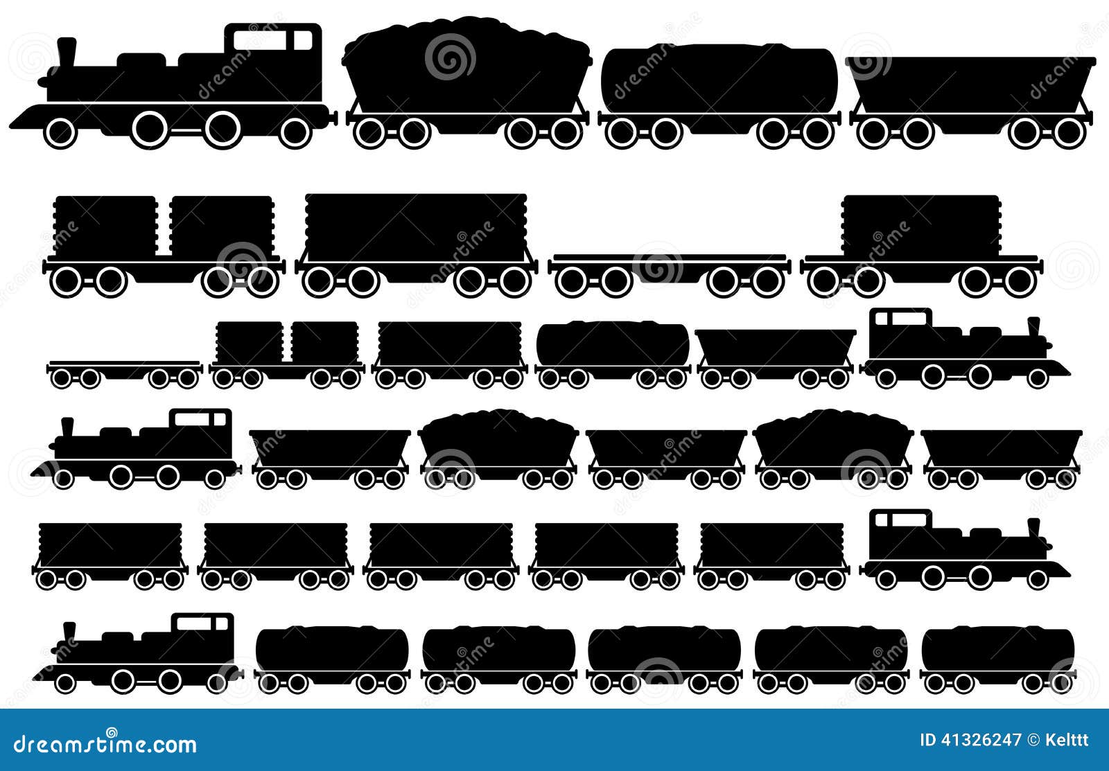 Cargo Train Set Stock Vector - Image: 41326247