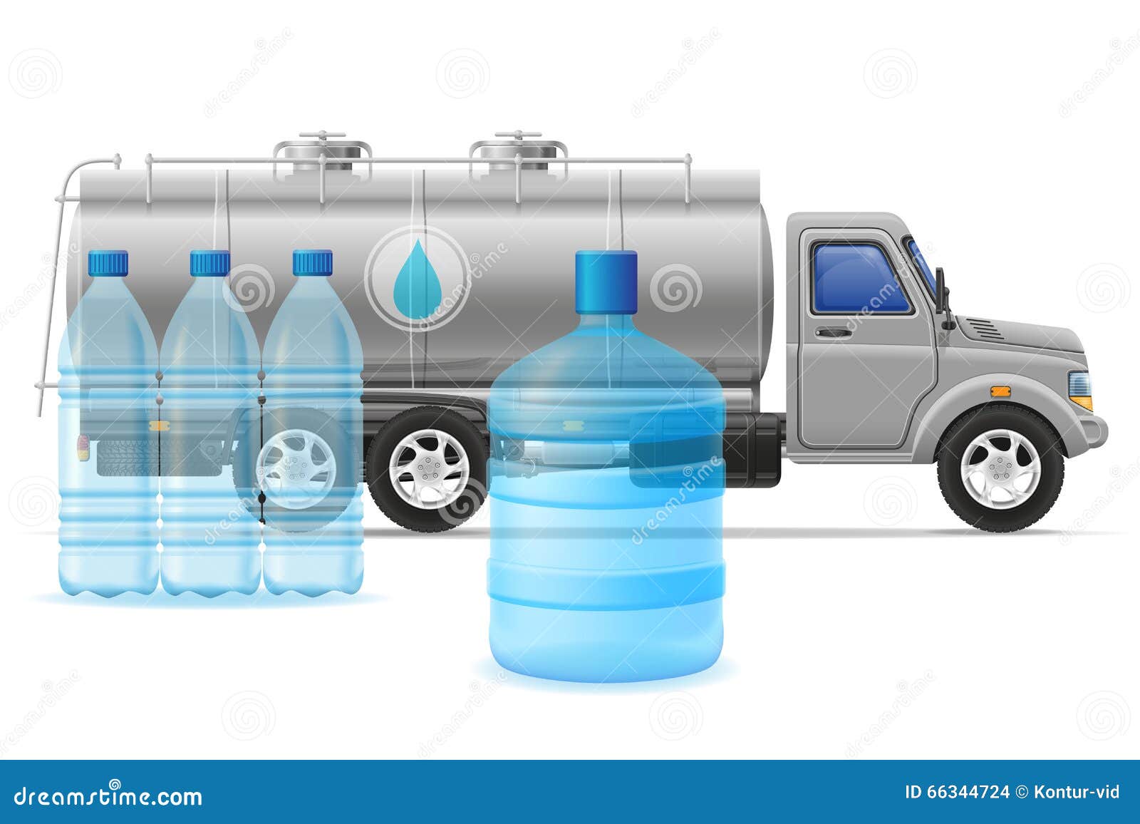 cargo truck delivery and transportation of purified drinking water concept  