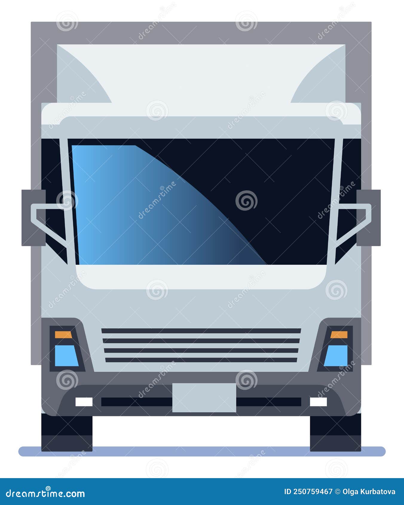 cargo truck icon. white lorry front view