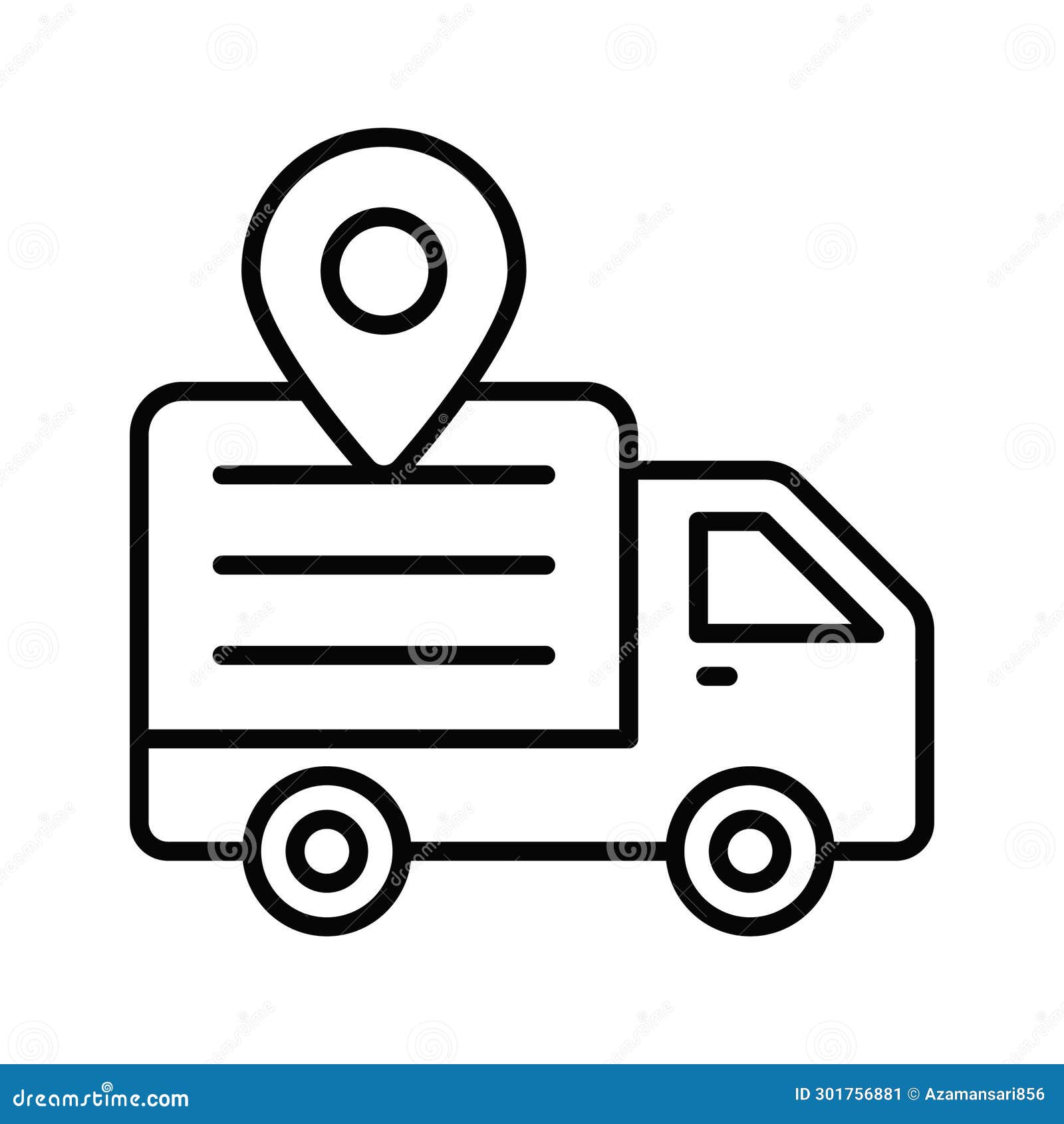 Cargo Truck with Map Pin Showing Concept Icon of Cargo Location