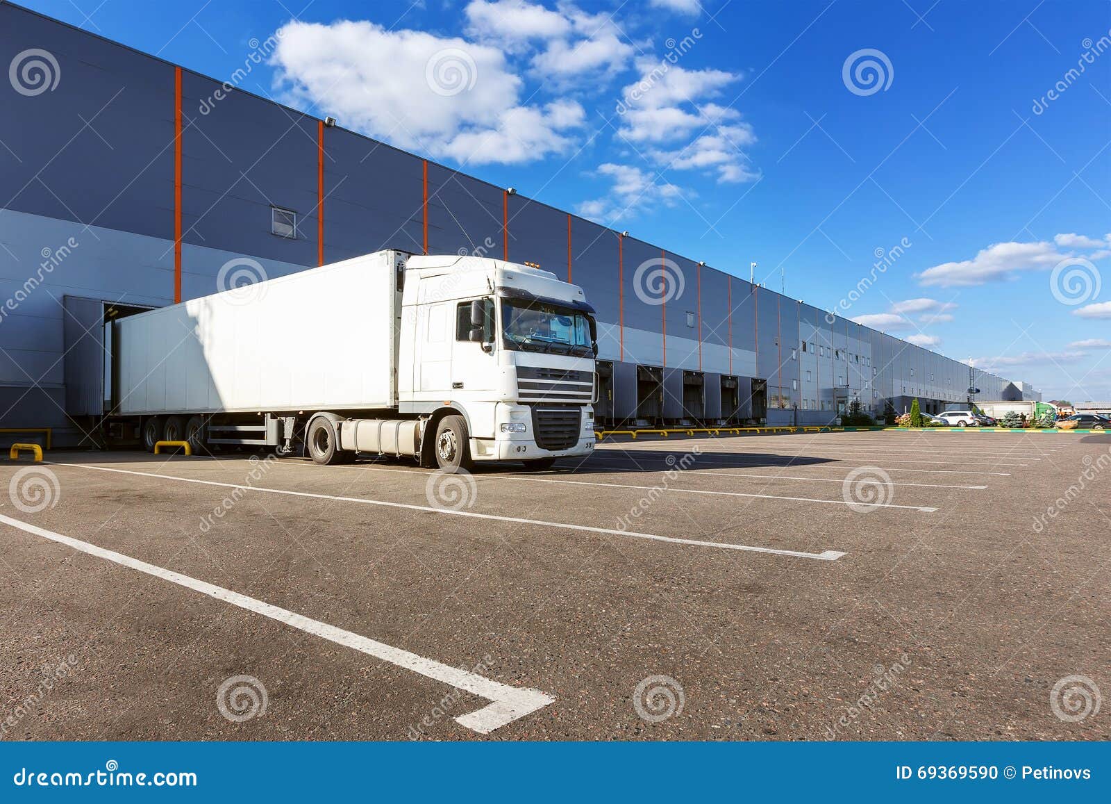 Cargo Truck at Warehouse Building Stock Photo Image of light, load 69369590