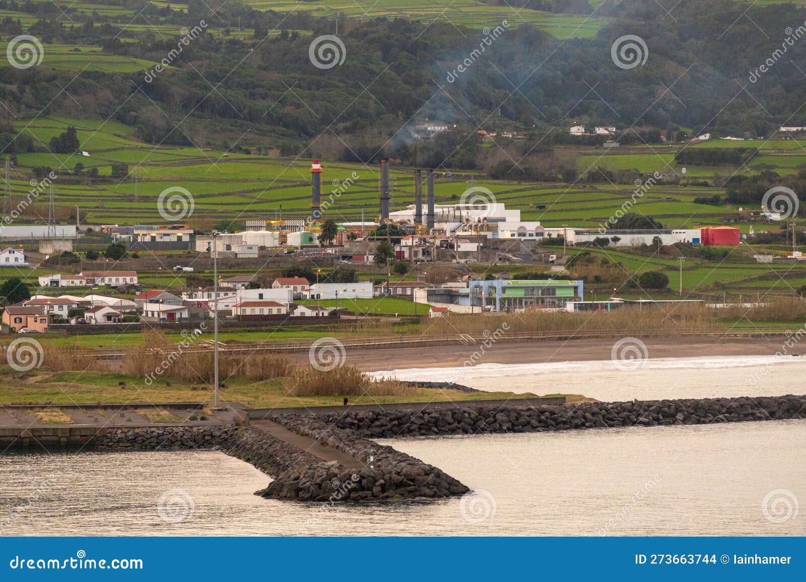 the commercial port area in praia de vittoria from mv ventura