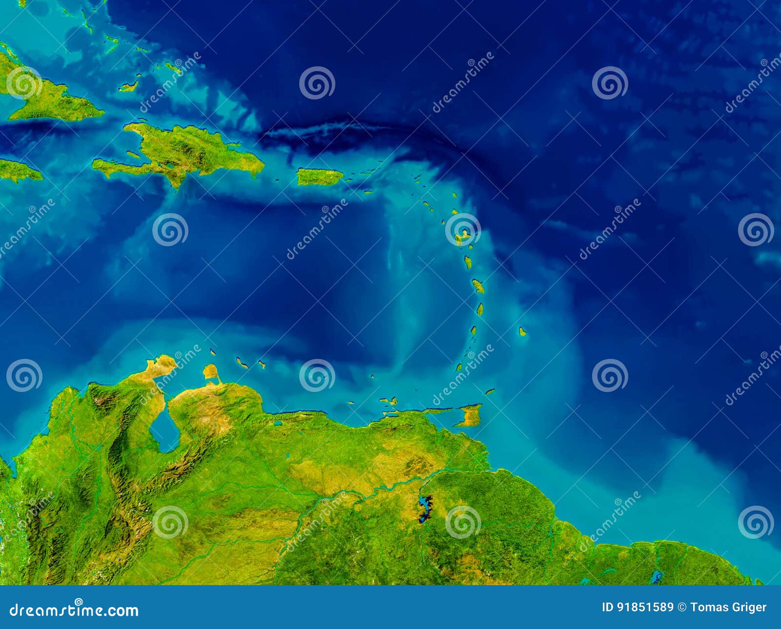 Caribbean on physical map stock illustration. Illustration of caribbean