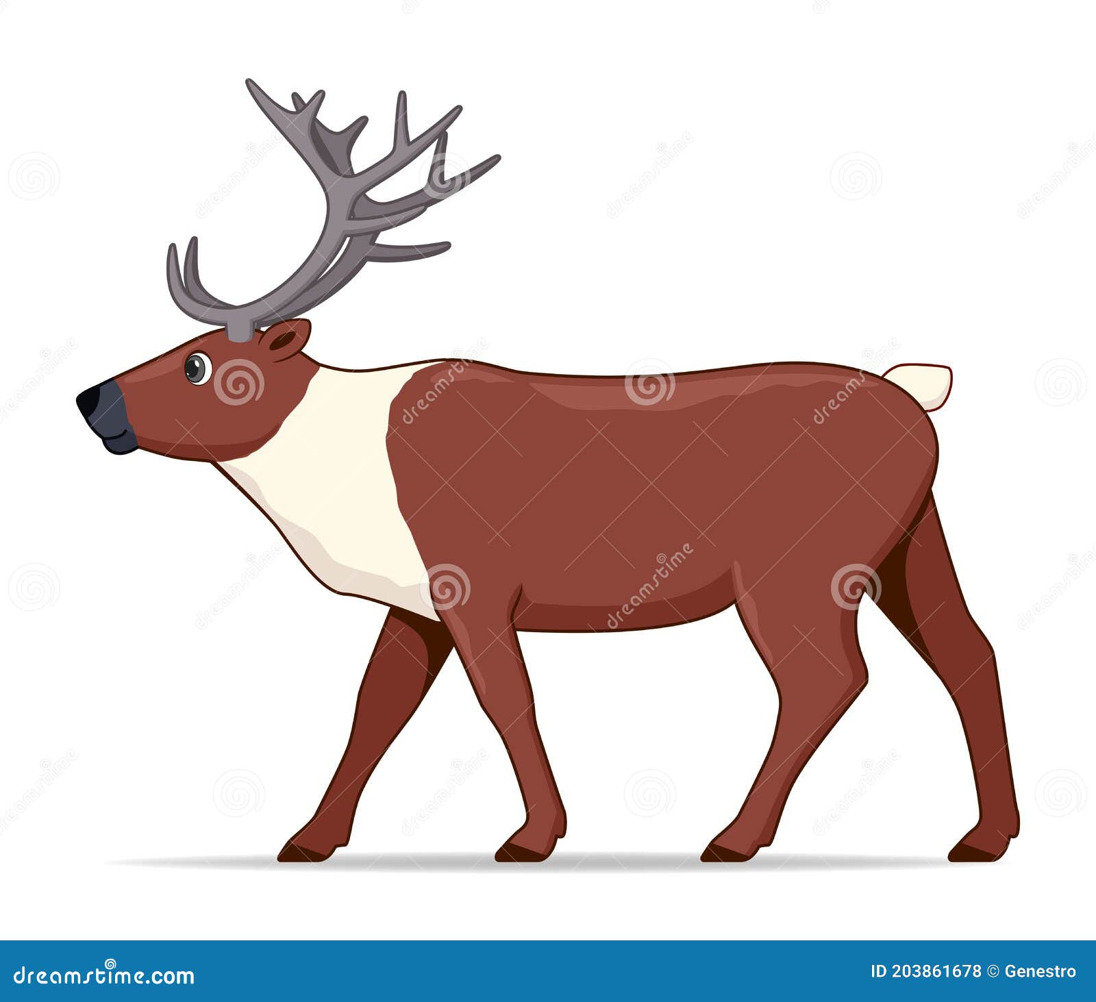 Caribou Animal Standing on a White Background Stock Vector - Illustration  of friendly, cartoon: 203861678