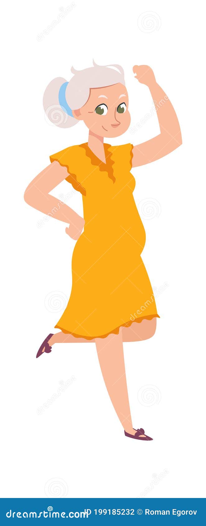 Caricatura Bailando Mujer Mayor Mujer Con Vestido Amarillo Abuela Ondeando  Brazos Y Piernas, Clubes De Jubilados O Escuela De Bai Ilustración del  Vector - Ilustración de alineada, hembra: 199185232